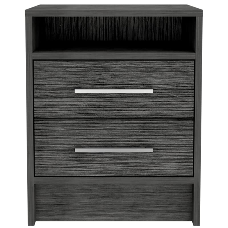 TUHOME Eter Nightstand with 2 Drawers - Ash Finish Engineered Wood Bedside Table - Perfect for Bedroom, Living Room & Small Spaces - Modern Night Stand with Storage