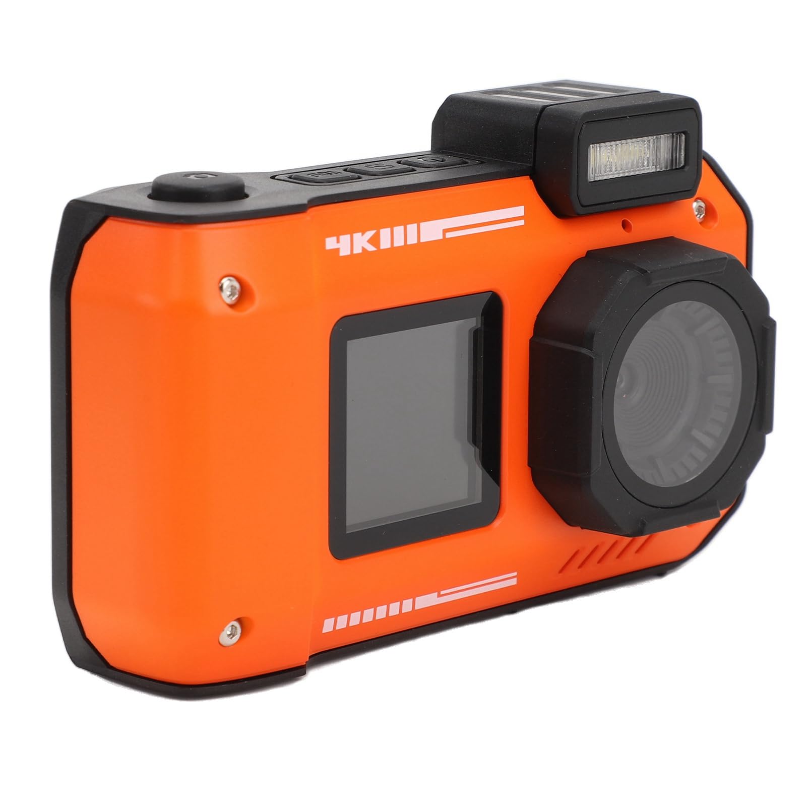 4K Underwater Camera 11FT 48MP Autofocus Dual Screen Selfie Digital Camera for Snorkeling, Diving & Swimming - Compact Waterproof Camera (Orange) - Perfect for Beach Vacations, Pool Parties & Marine Exploration