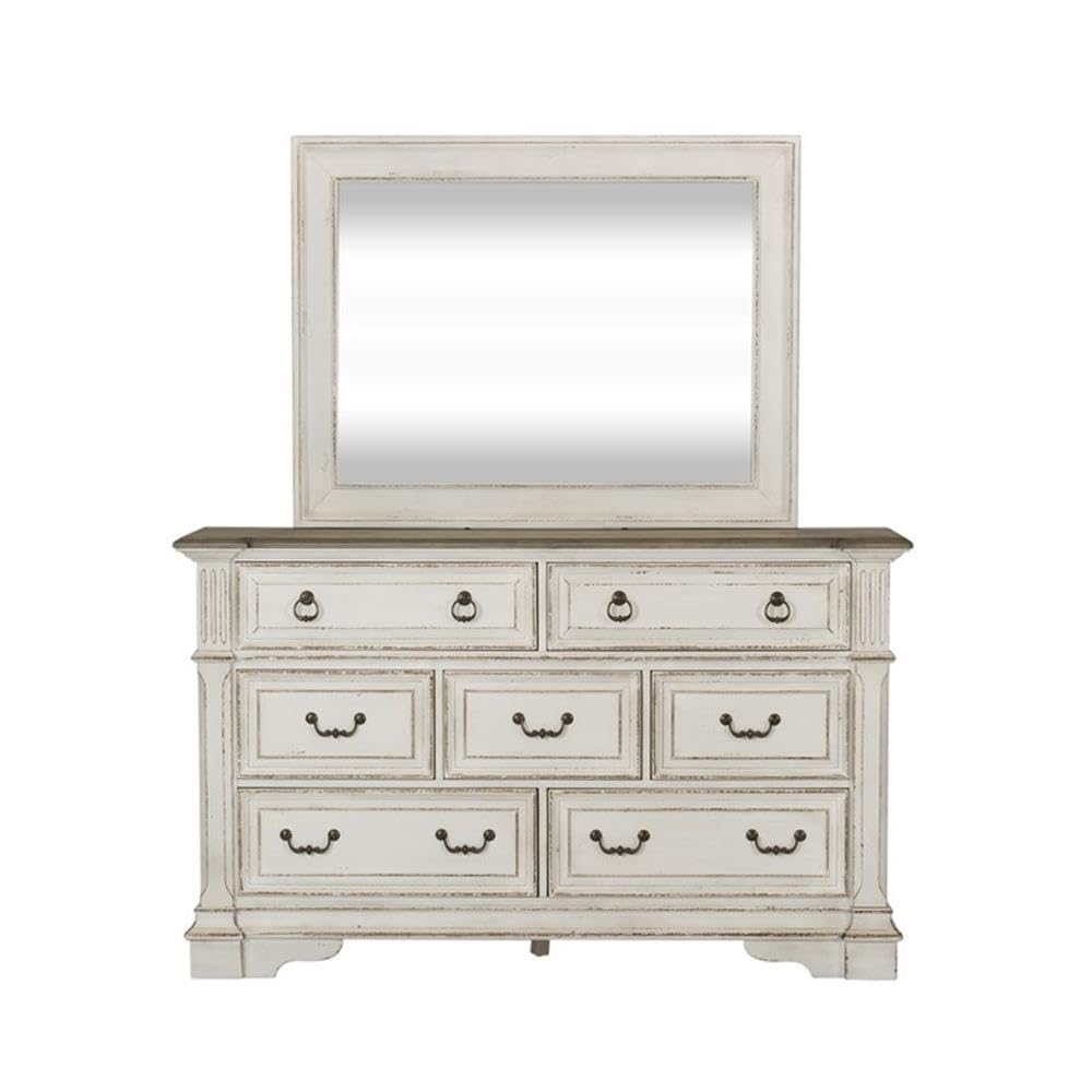 Liberty Furniture Abbey Park White Mirror - Elegant Full-Length Wall Mirror for Bedroom, Living Room & Entryway Decor
