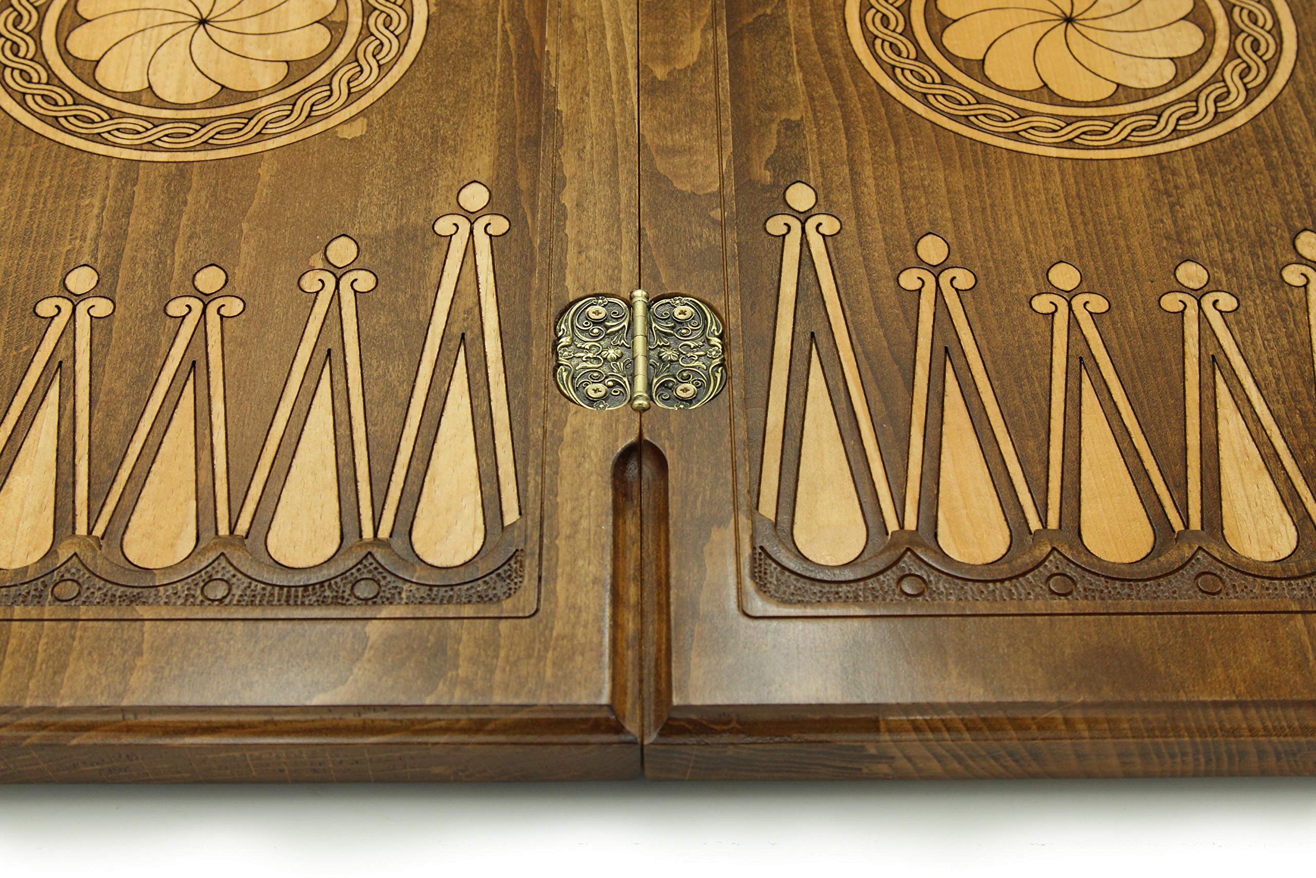 Premium Handmade Wooden Backgammon Set - Classic Nardi Nardy Board Game with Carved Chess & Checkers Pieces - Elegant Wood Table Game for Adults & Family Game Night - Perfect Gift for Game Lovers & Home Decor