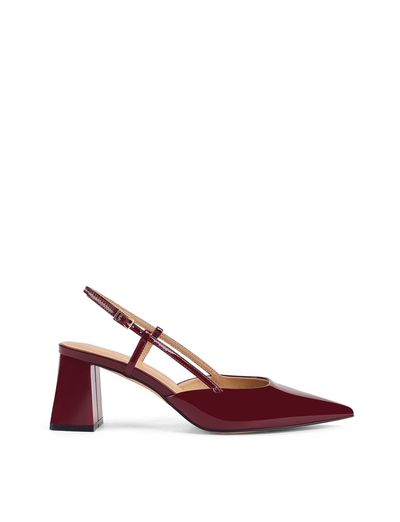 Yasmine Slingback Heels for Women - Wine Red Patent Leather Pointed Toe Pumps - Elegant Dress Shoes for Weddings, Parties & Office Wear