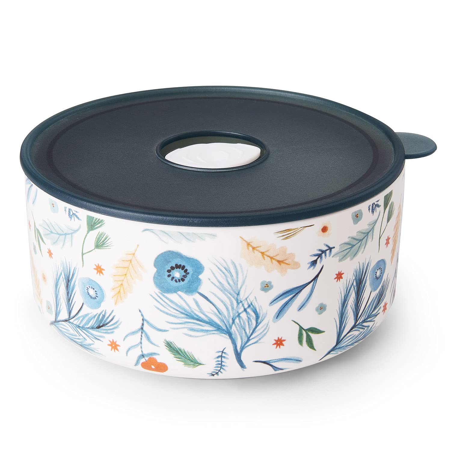 25 oz Ceramic Bowl with Lid - Microwave & Dishwasher Safe Porcelain Storage Container | Food Prep Bowl for Kitchen, Baking, Meal Prep & Leftovers (Blue)