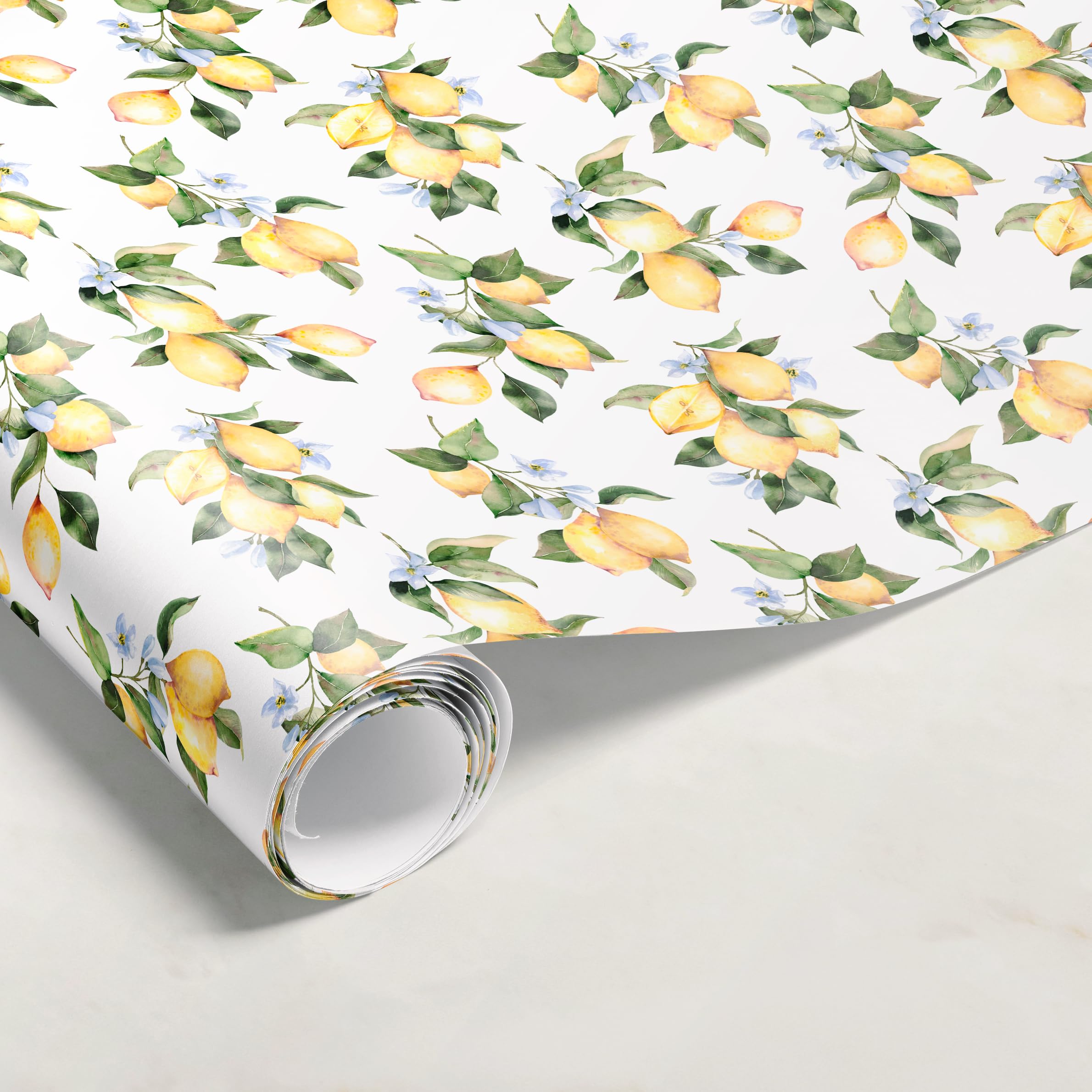 Premium Lemon Wrapping Paper Rolls - Citrus Themed Gift Wrap for Weddings, Birthdays & Special Occasions | Watercolor Design | Bulk Gift Wrapping Paper for Parties & DIY Crafts