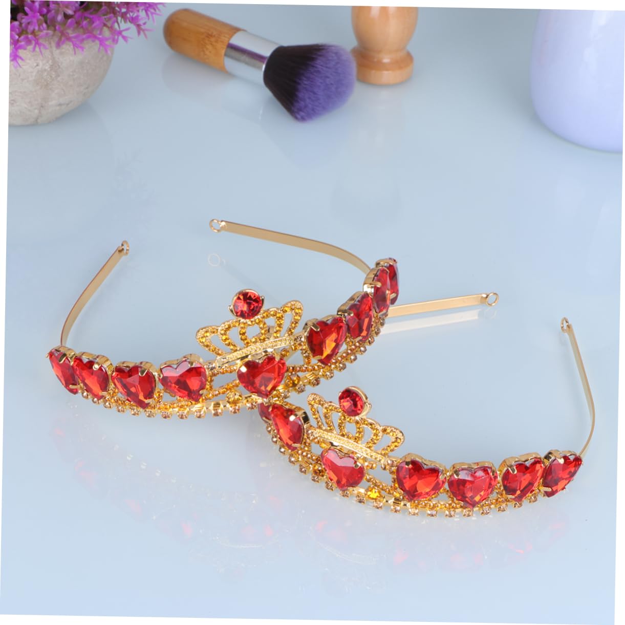 Beavorty 6-Piece Red Rhinestone Bridal Headband Set - Sparkling Crystal Hair Accessories for Women & Kids, Bandana Turban Headpiece for Weddings, Parties, and Special Occasions