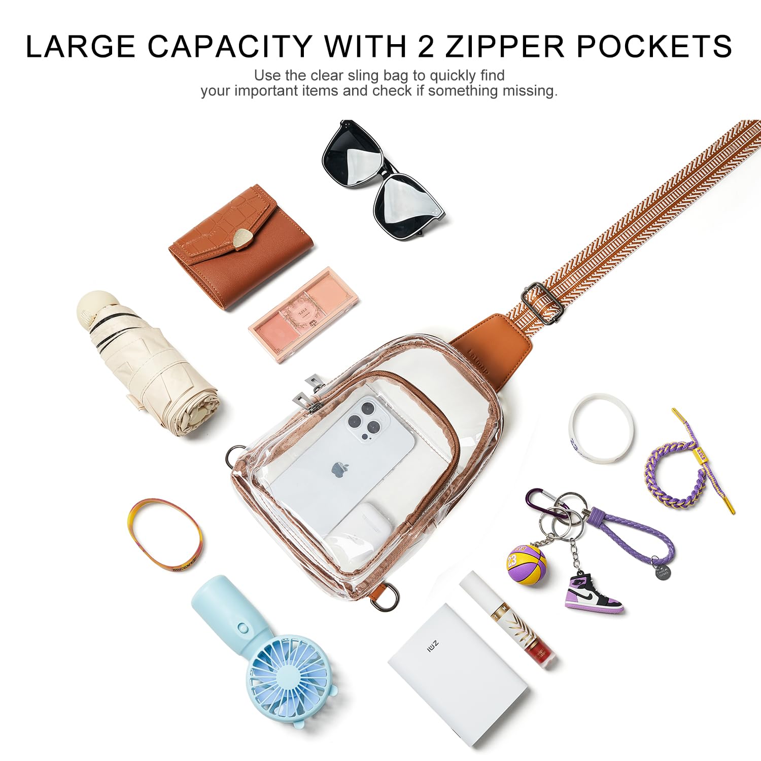 Clear Stadium Bag for Women - Transparent Crossbody Purse for Concerts, Sports Events & Festivals | Perfect for Security Checks & Hands-Free Convenience