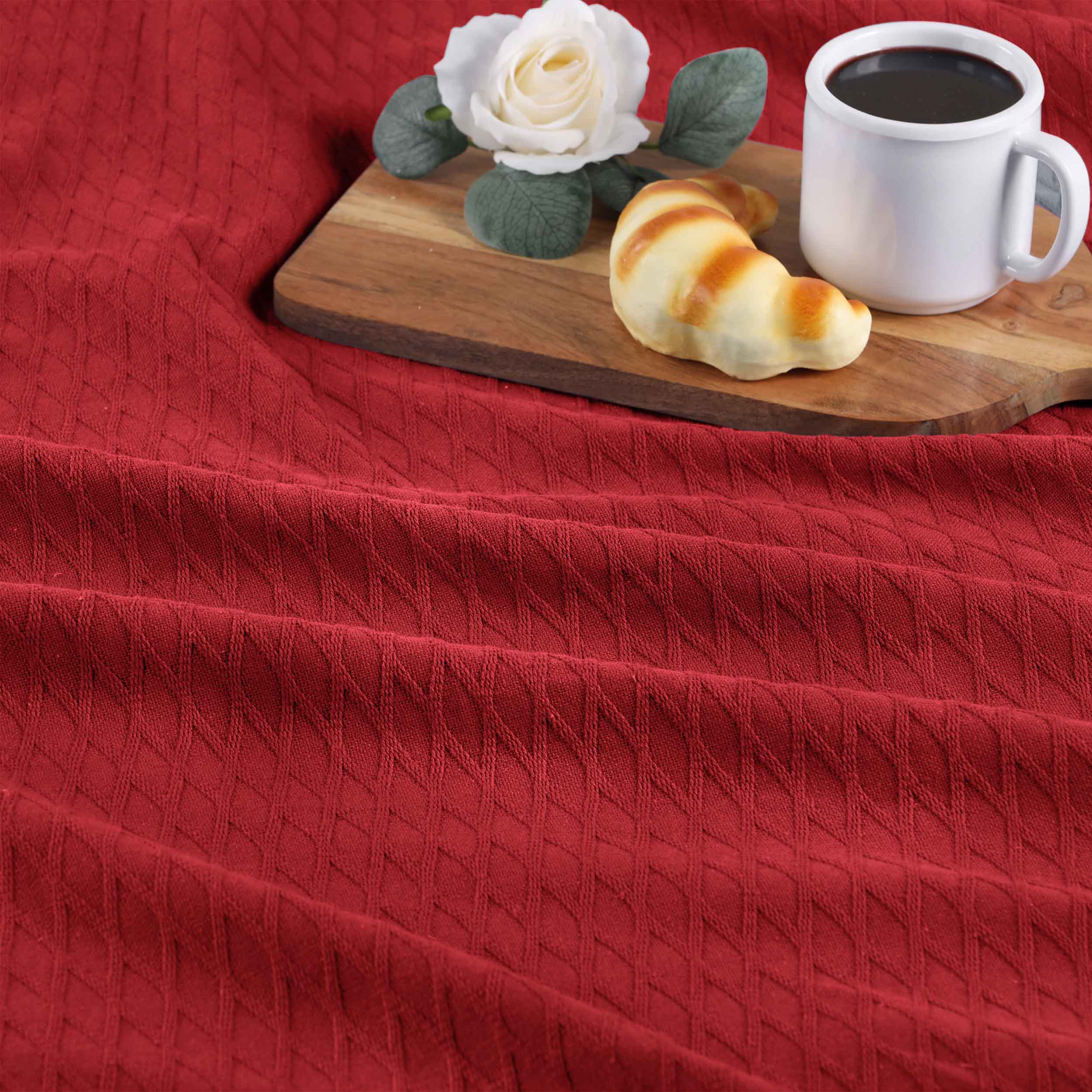 Premium Cotton All-Season Diamond Pattern Bed Blanket & Sofa Throw - Soft Cozy Blanket for Bedroom, Living Room, Travel and Gift Giving