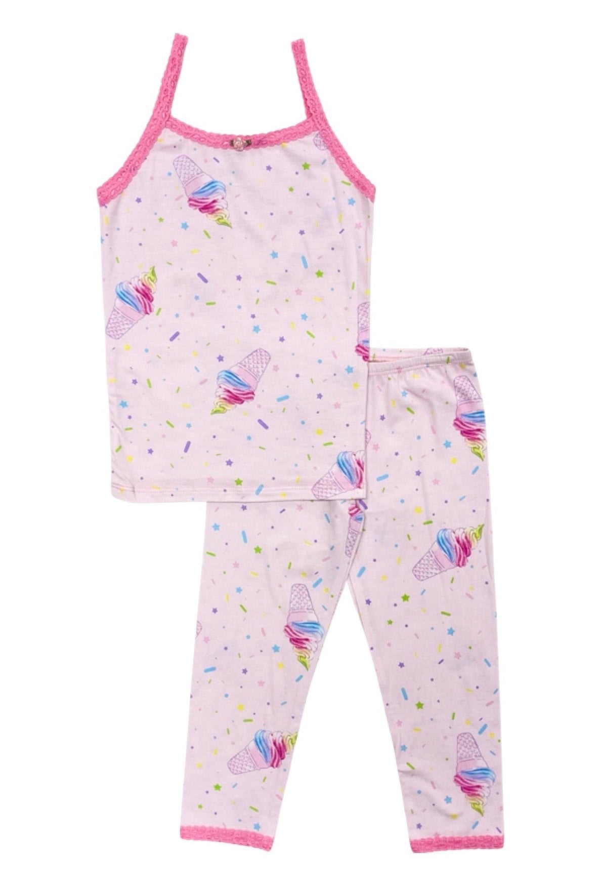 Women's Ice Cream Print Cami Top & Crop Legging Set - Soft Comfortable Loungewear for Yoga, Gym, and Casual Wear
