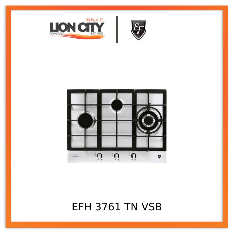 EF EFH 3761 TN VSB 68cm Built-in Stainless Steel Gas Hob - 4 Burner Cooktop for Professional Kitchen & Home Cooking