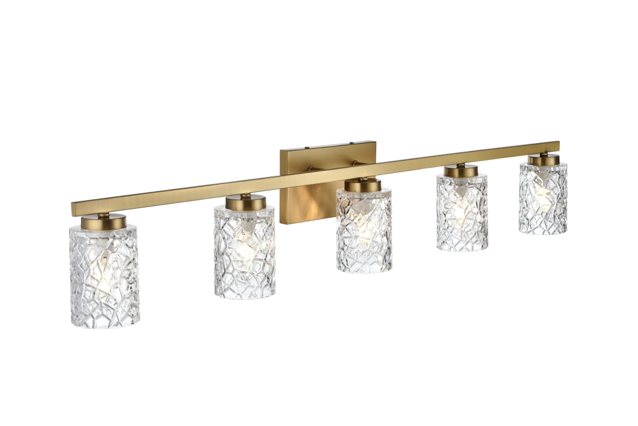 Modern 5-Light Brass Ceiling Cassie Bathroom Sconce with Clear Glass Shade - Indoor Home Decor Lighting for Bathroom, Bedroom & Hallway