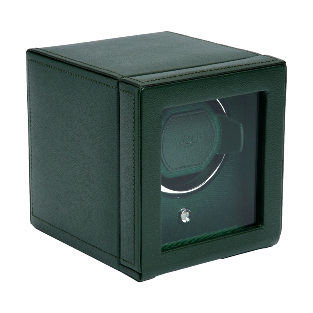 Premium Single Watch Winder with Protective Cover - Automatic Watch Storage Box for Men | Perfect for Travel, Home Display & Luxury Watch Collection (Green)