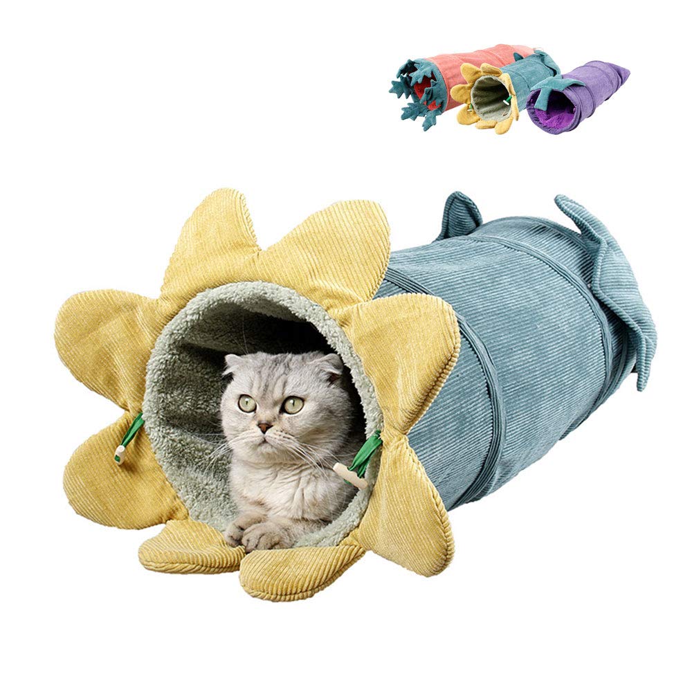 Foldable Corduroy Cat & Rabbit Tunnel Toy - Vegetable-Shaped Pet Play Tube for Indoor Cats, Warm & Cozy Hideout for Kittens - Interactive Cat Toy for Playtime, Training & Stress Relief