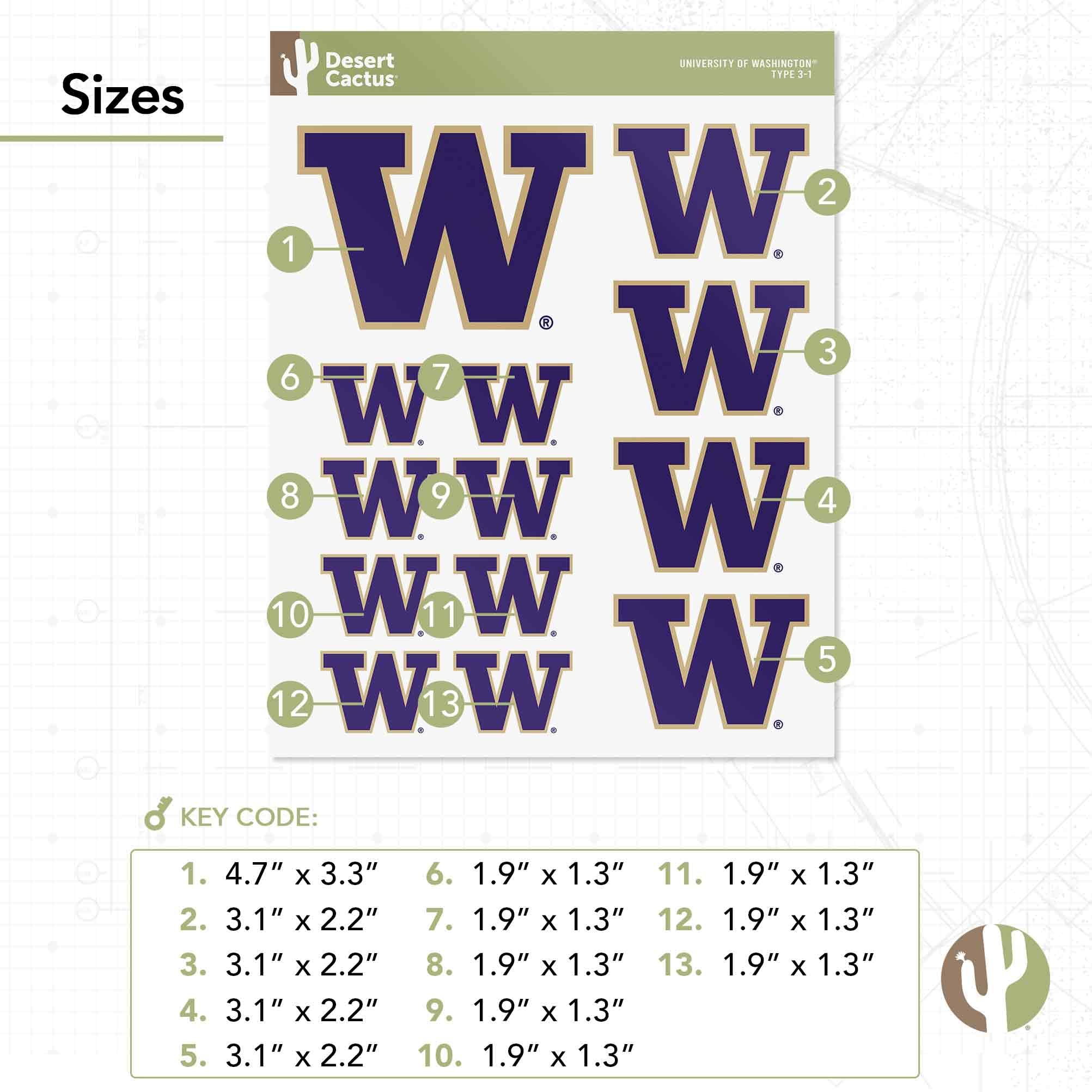 UW Huskies Vinyl Decals - University of Washington Stickers for Laptop, Water Bottle, Car & Scrapbook - Desert Cactus Design - Perfect for School Spirit, College Gifts & Fan Decor