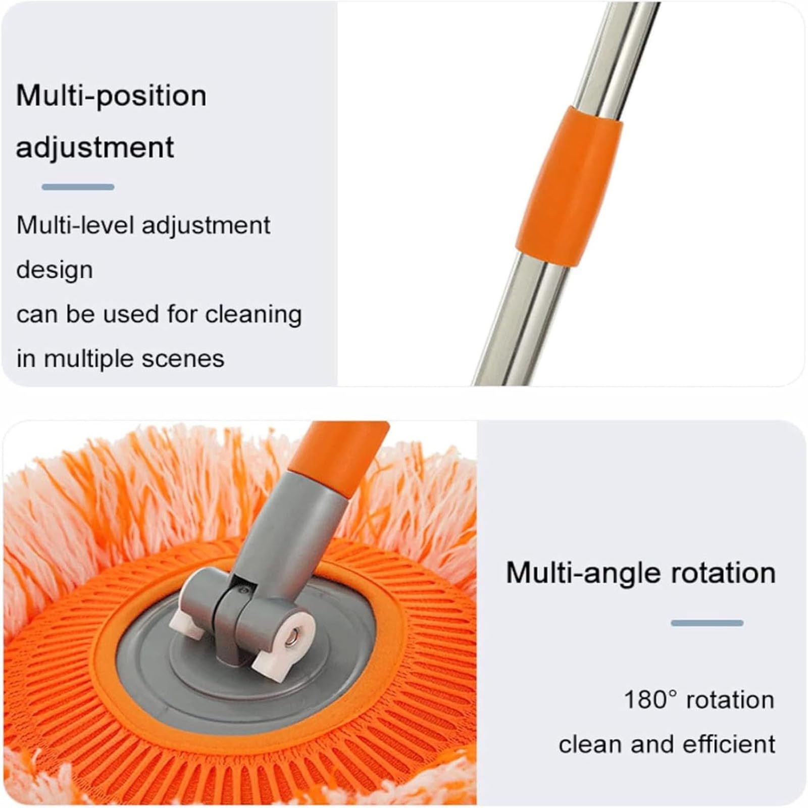 360° Rotatable Adjustable Spin Mop for Floor & Wall Cleaning - Extendable Multi-Purpose Mop with Swivel Head - Perfect for Hardwood, Tile & Hard-to-Reach Areas (1 Pack)