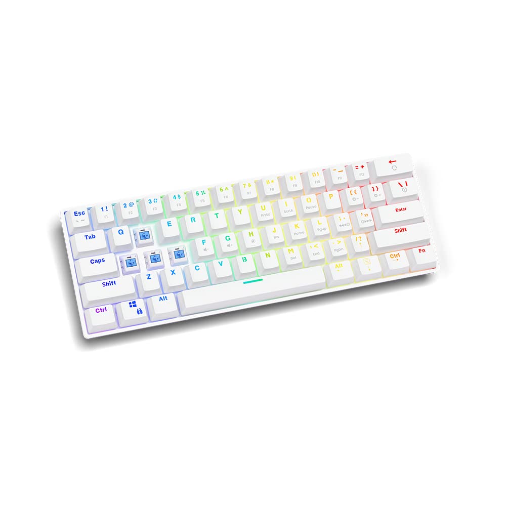 SAVIO Mechanical Gaming Keyboard - Whiteout Blue (Outemu Blue Switches) - White Backlit - Wired USB Keyboard for PC/Mac - Perfect for Gaming, Typing & Office Work