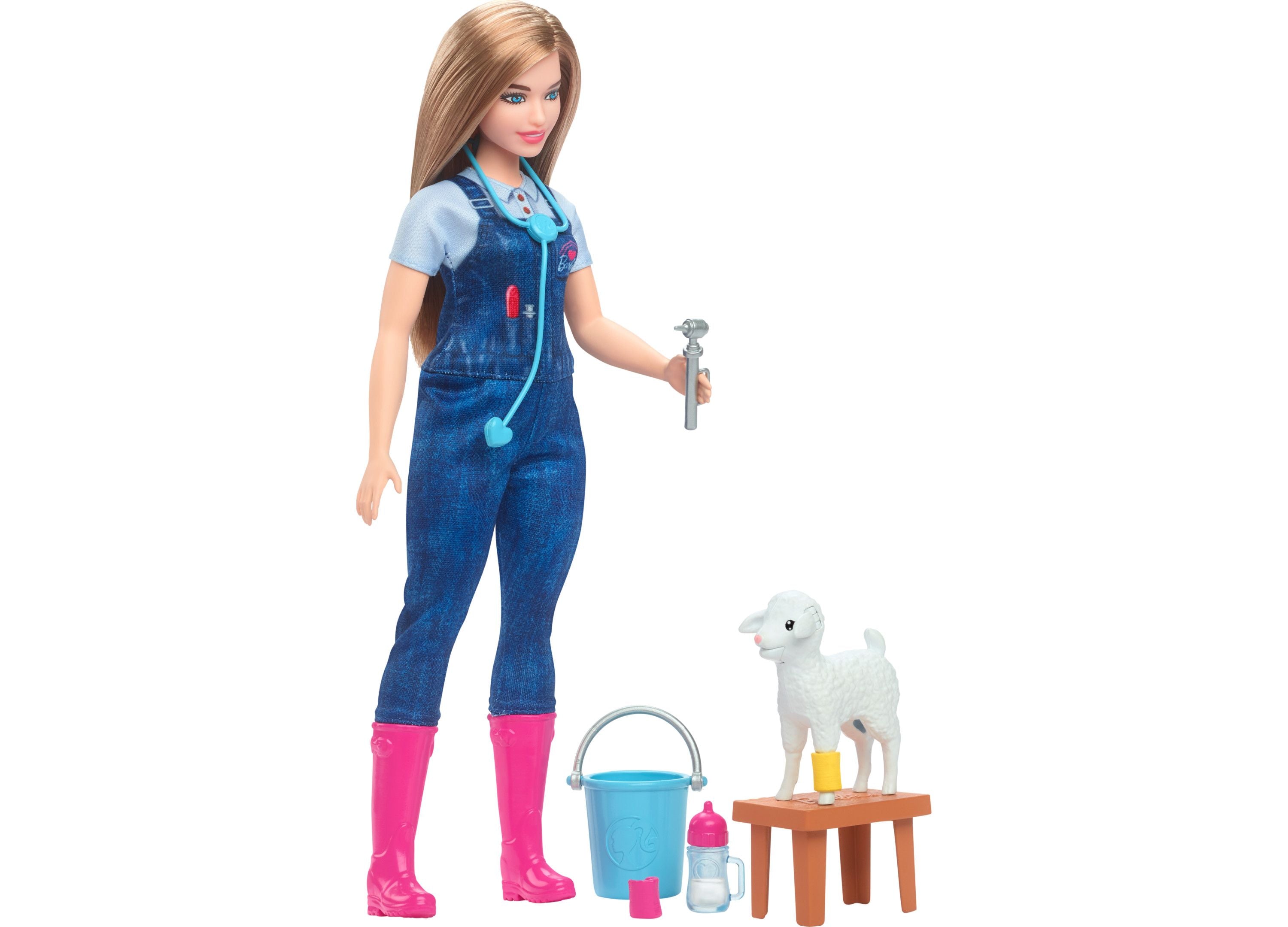 Barbie 65th Anniversary Careers Farm Veterinarian Doll with Wiggling Lamb Ears & Accessories - Perfect for Pretend Play, Birthday Gifts & Collectors