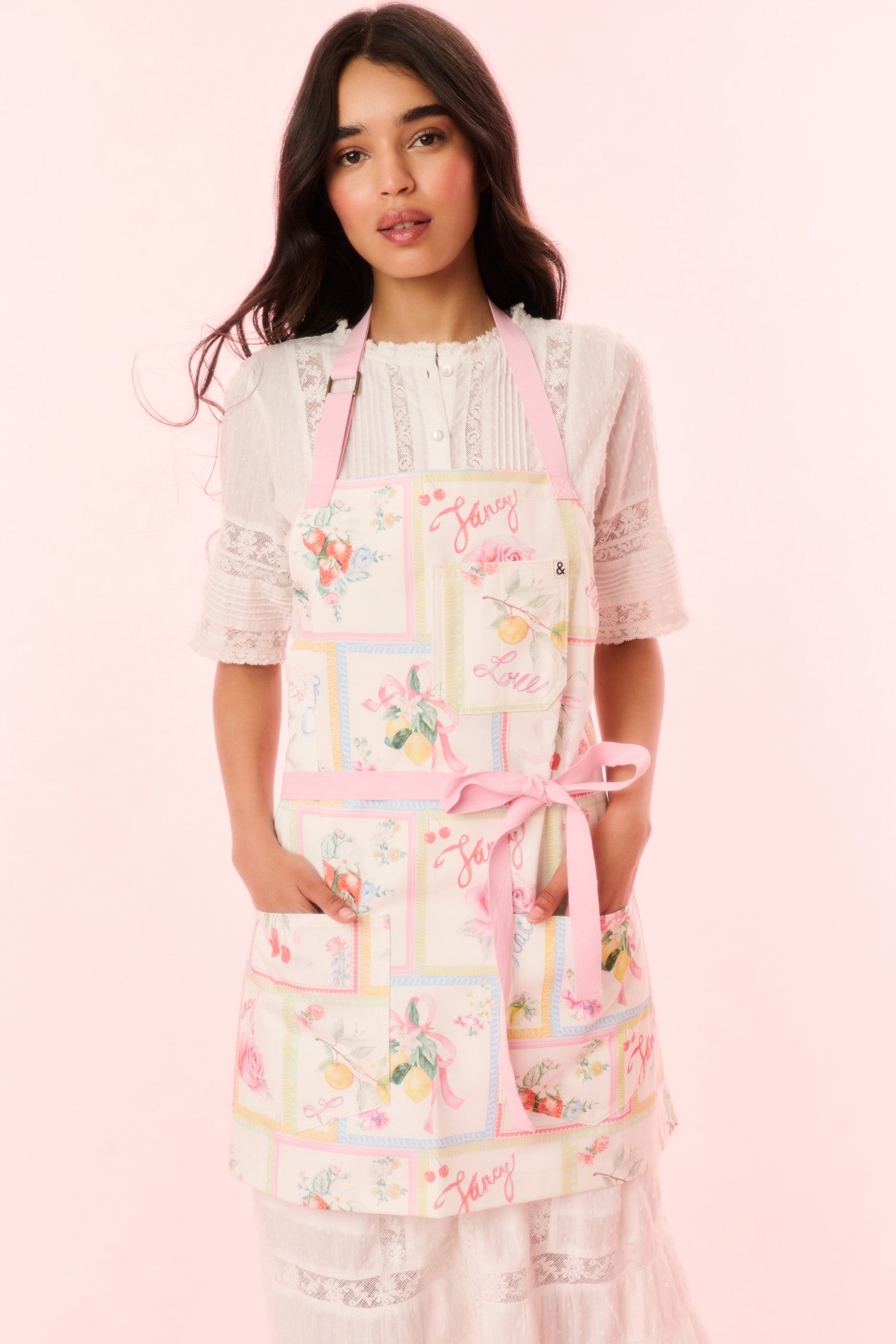 LoveShackFancy X Hedley & Bennett Pink Parfait Apron - Stylish & Functional Kitchen Apron for Cooking, Baking & Hosting - Perfect Gift for Home Chefs & Entertainers