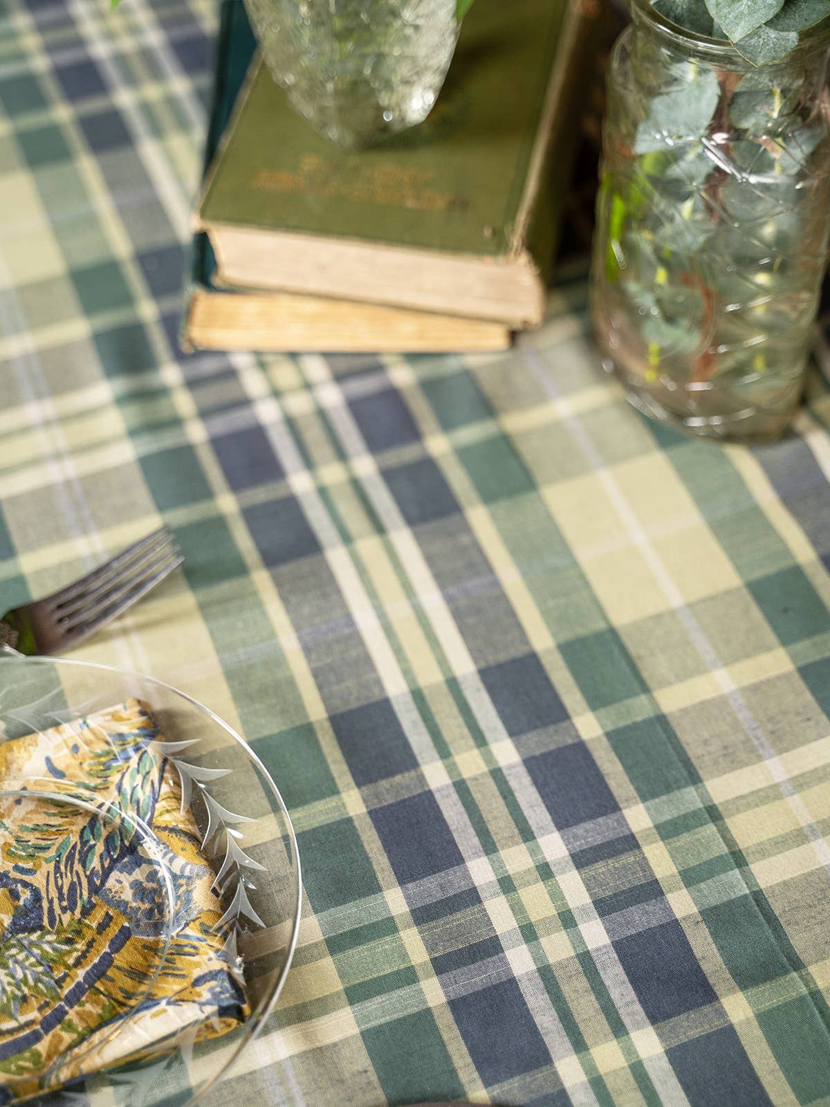 April Cornell Pheasant Tablecloth - Elegant Floral Printed Cotton Table Cover for Dining Room, Kitchen, and Outdoor Picnics