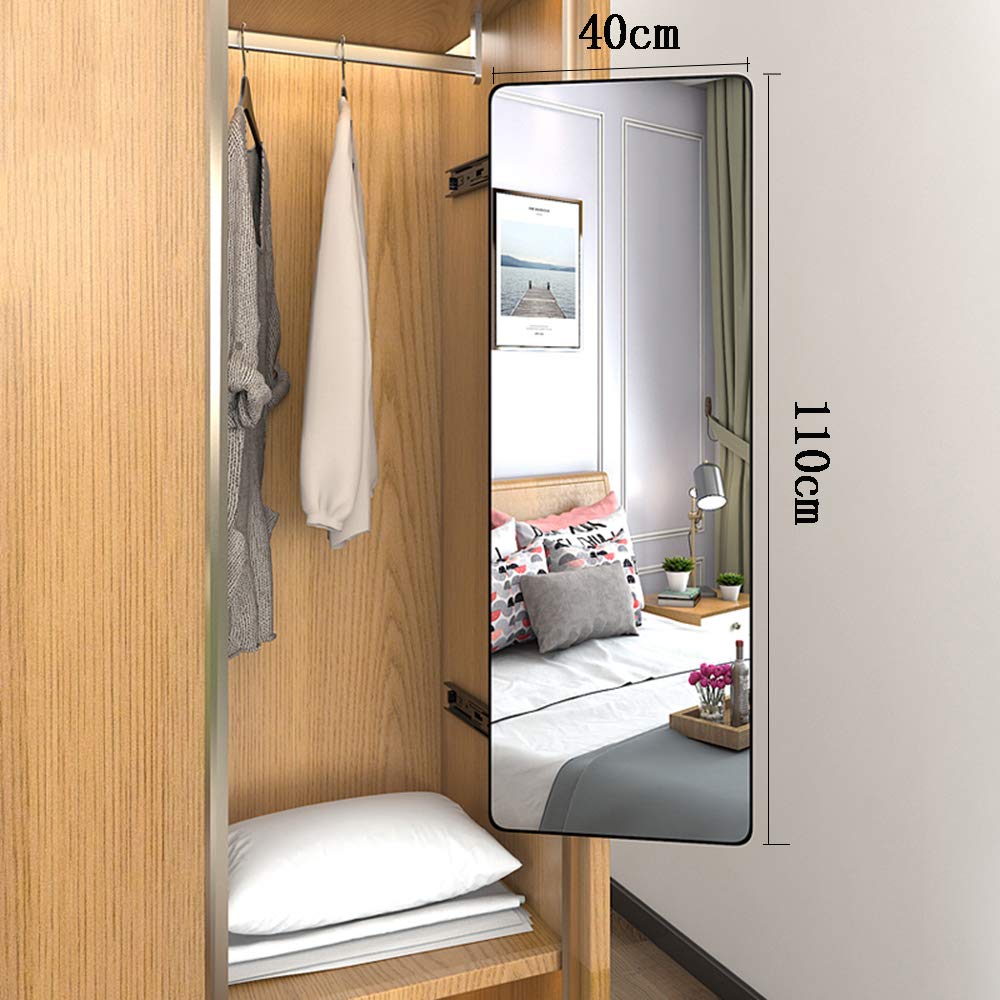 Retractable Full-Length Mirror for Closet - Push-Pull Folding Sliding Rotating Dressing Mirror with Invisible Pull-Out Design (Black/Gold, 8040/9040/10040/1104) | Perfect for Bedroom, Walk-In Closet & Vanity Area