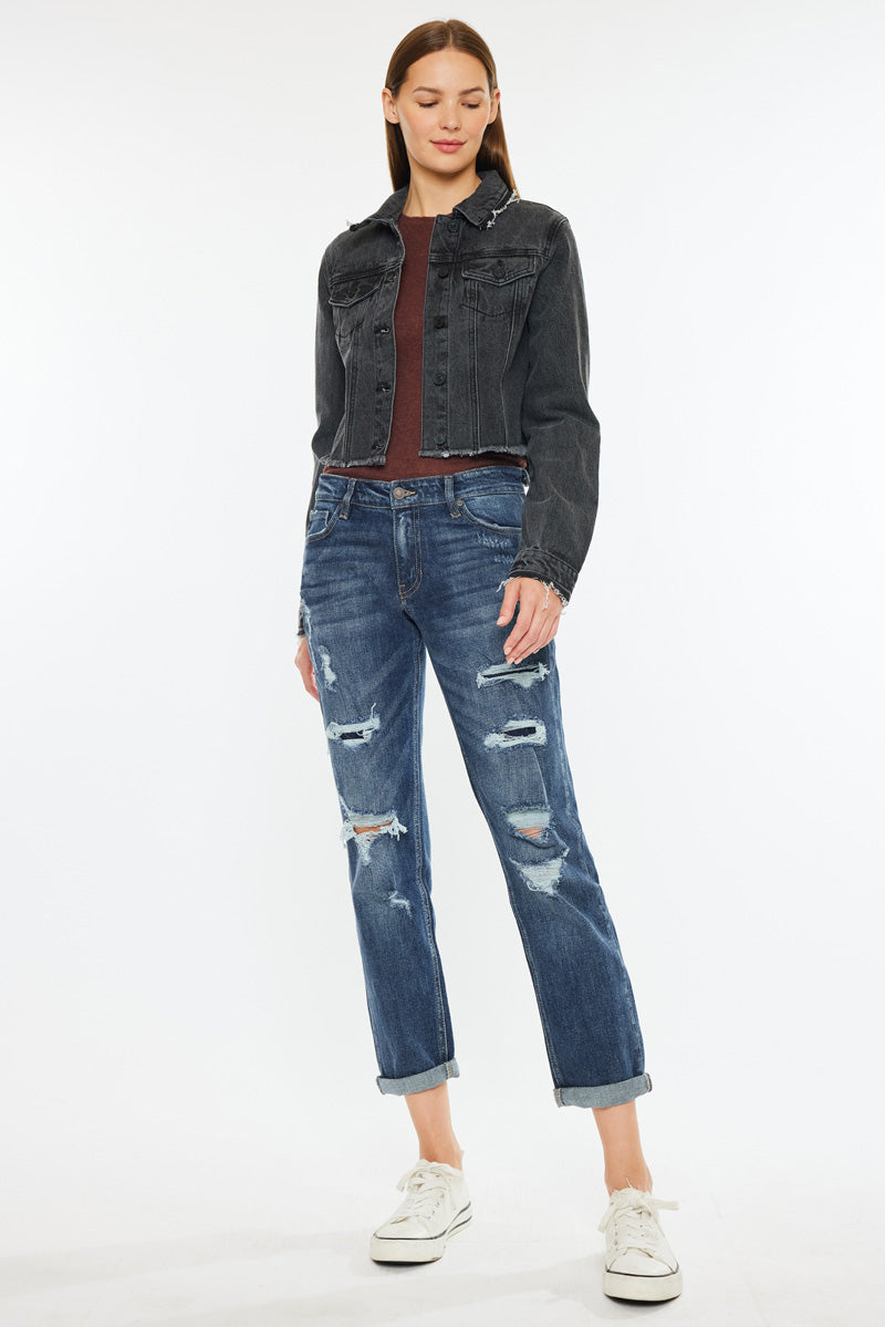 Devika Mid Rise Boyfriend Jeans for Women - Comfortable Stretch Denim Pants with Relaxed Fit - Perfect for Casual Outings, Work and Weekend Wear
