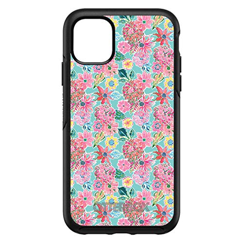 Preppy Pattern - Pink Flowers on Teal Background On Black Case