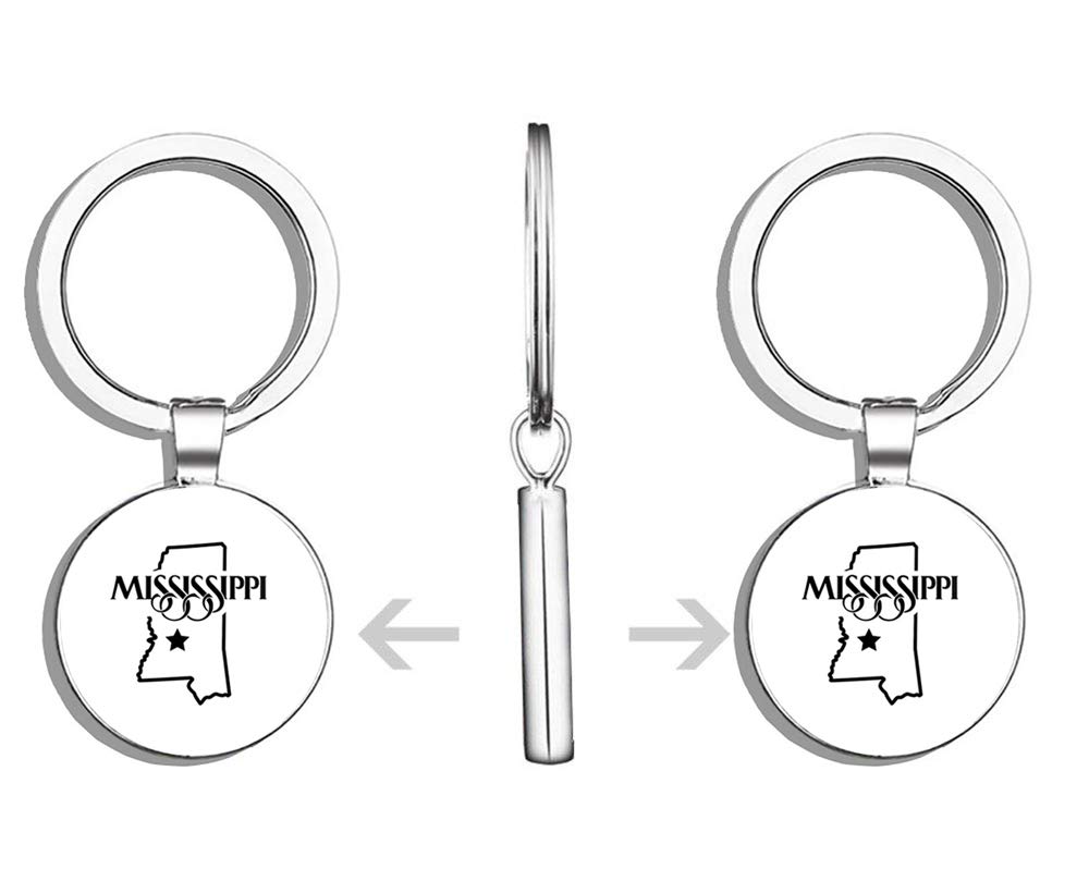 Mississippi State Double-Sided Stainless Steel Keychain - Durable Key Ring Holder with Car Key Finder | Perfect for Travel, Home & Office Organization