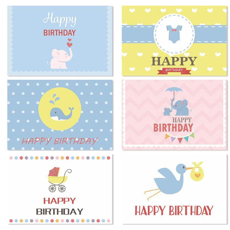 TOMYEUS 6PCS Birthday Greeting Cards Set - Balloon, Flowers, Cake Designs for Kids Birthday Invitations, Party Decorations & Gifts | Perfect for Birthdays, Anniversaries & Special Occasions (Type 3)