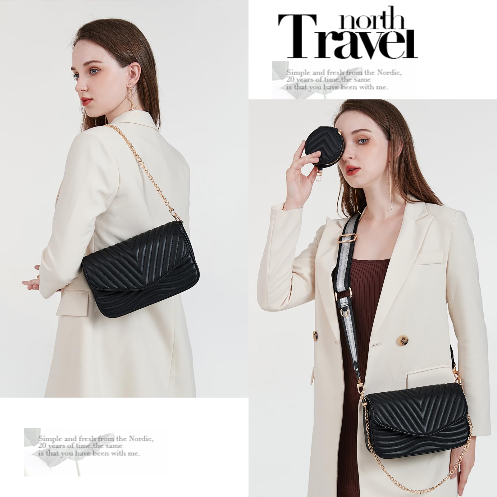 JEEHAN Quilted Crossbody Bags for Women - Stylish Designer Shoulder Handbag Small Purse with Adjustable Strap | Perfect for Shopping, Travel & Everyday Use