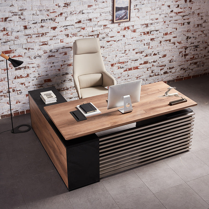 Premium Electric Height Adjustable Sit Stand Desk with Right Return - 1.8M Warm Oak & Black Frame | Home Office & Workspace Ergonomic Standing Desk Solution