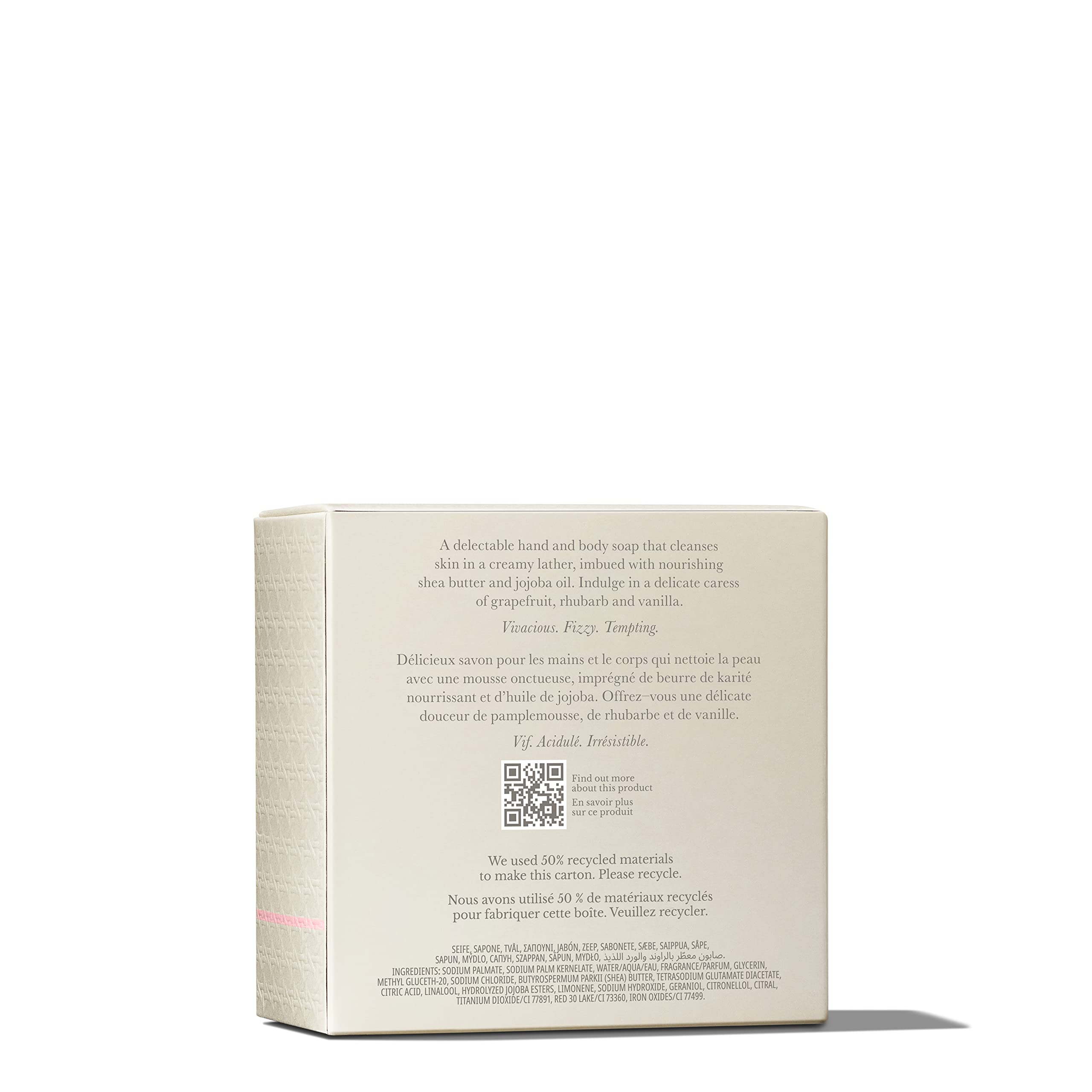 Molton Brown Delicious Rhubarb & Rose Perfumed Soap 150g - Luxury Scented Bar Soap for Bath & Shower, Gift Set for Women & Men