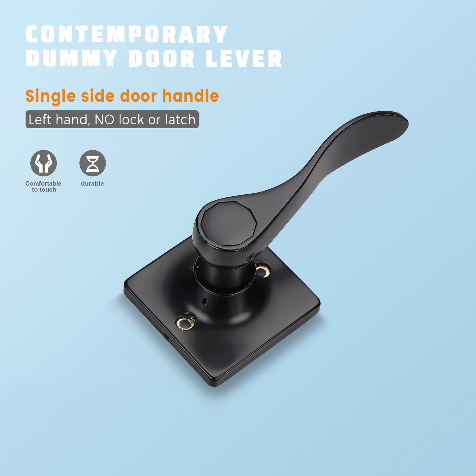 KNOBWELL Matte Black Door Handle - 1 Pack Wave Style Dummy Lever for Right Hand Interior Closet Doors | Modern Hardware for Bedroom, Bathroom & Cabinet Installation