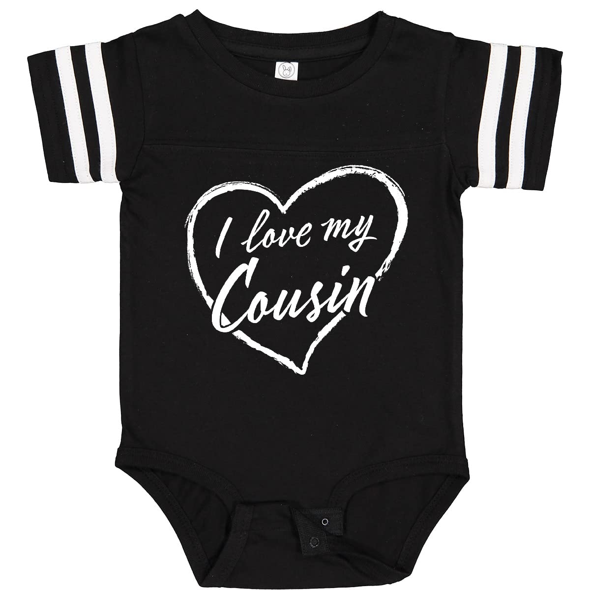 Inktastic I Love My Cousin White Chalk Heart Baby Bodysuit - Cute Infant Onesie for Family Reunions, Holidays & Photo Shoots