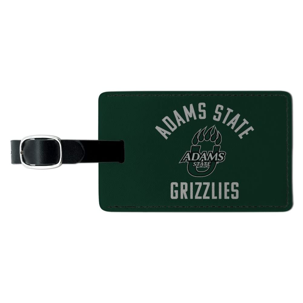 Adams State University Grizzlies Logo Leather Luggage Tag - Rectangle ID Card Holder for Travel, Suitcases & Backpacks | Durable Personalized Name Badge for Students, Alumni & Fans