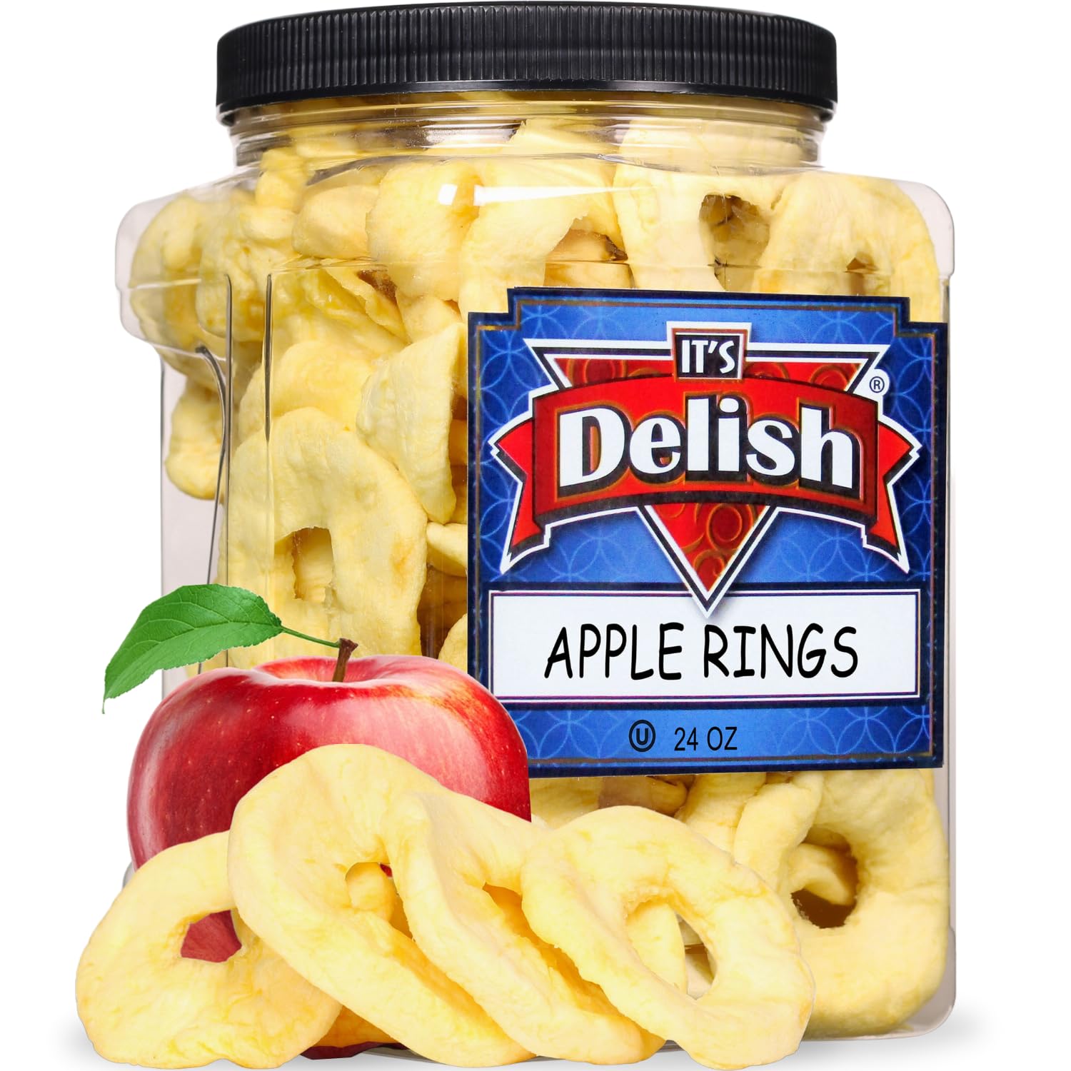 Unsweetened Dried Apple Rings by Its Delish - 24oz Jumbo Pack | No Sugar Added, Vegan & Kosher Certified | Soft Moist Apple Slices for Healthy Snacking | Perfect for Lunchboxes, Hiking & On-the-Go Nutrition