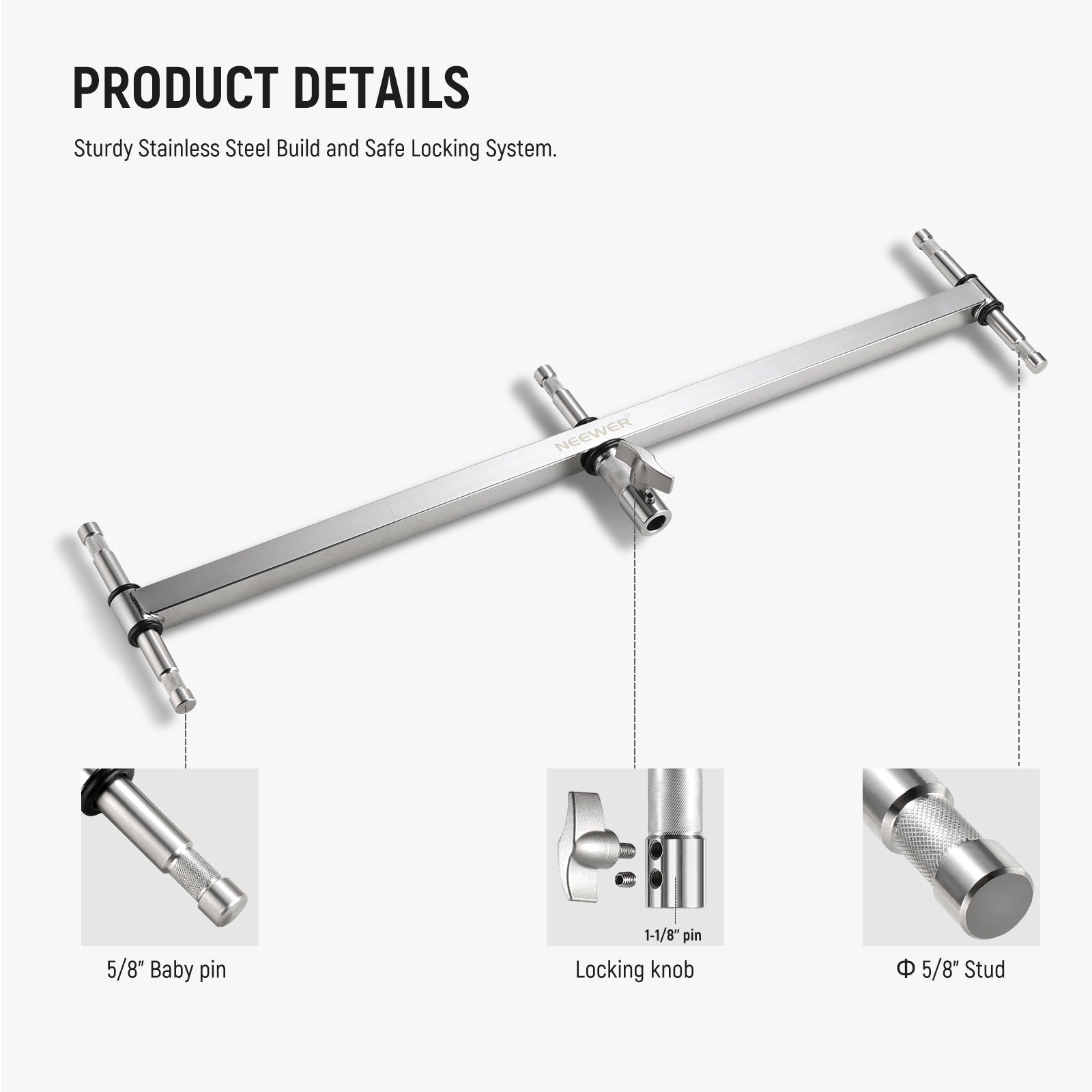 NEEWER UA005 Professional Triple Header Boom Arm for Baby Photography - Perfect for Newborn, Infant, and Toddler Photo Shoots in Studio or Home
