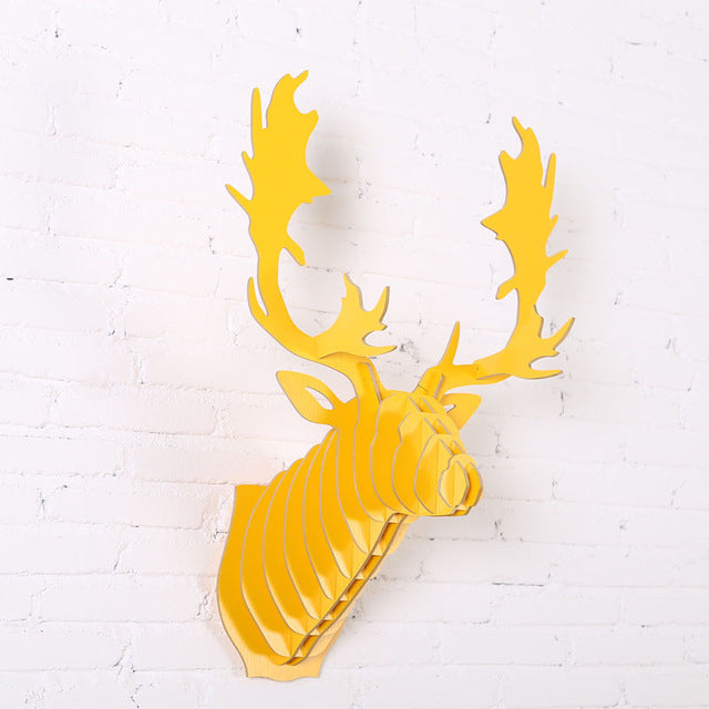 Handcrafted Wooden Reindeer Head Sculpture - Rustic Animal Trophy Wall Art for Home, Bar, or Club Decor - Perfect for Christmas, Cabin, and Hunting Lodge Decorations