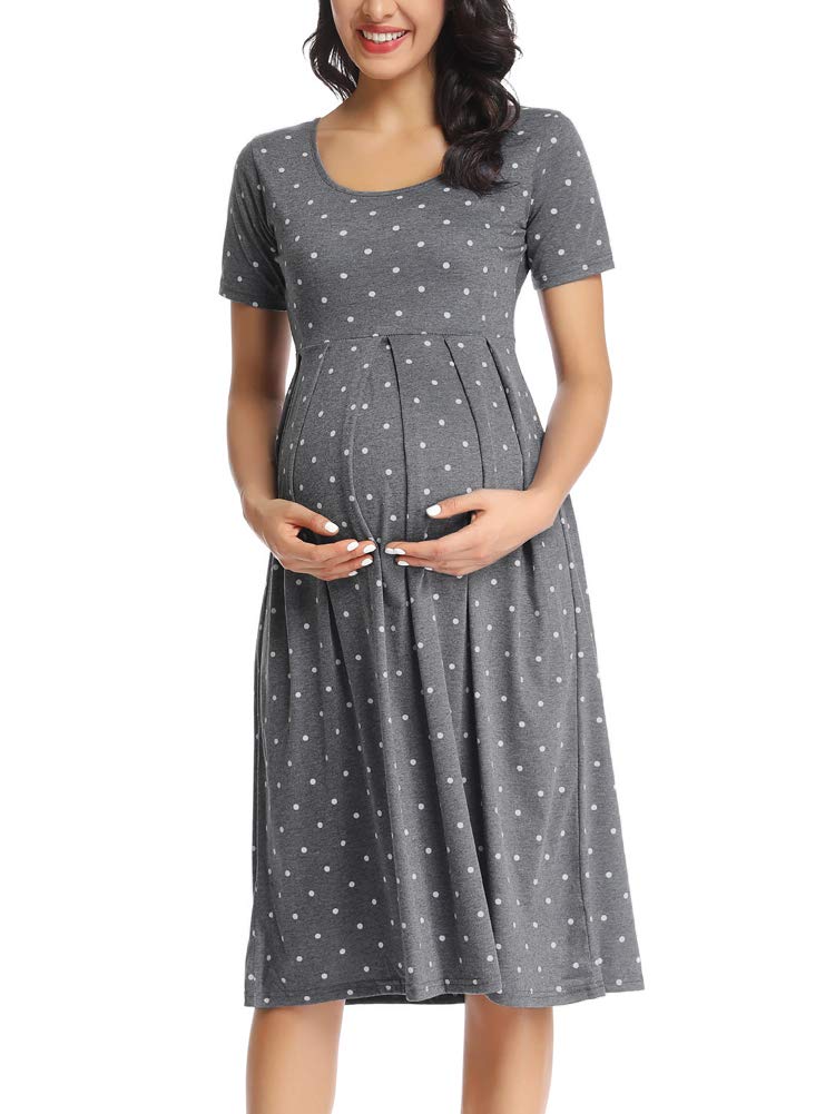BBHoping Women's Casual Striped Maternity Dress - Short Sleeve Knee-Length Pregnancy Clothes for Baby Shower, Nursing, Summer Outfits & Everyday Wear