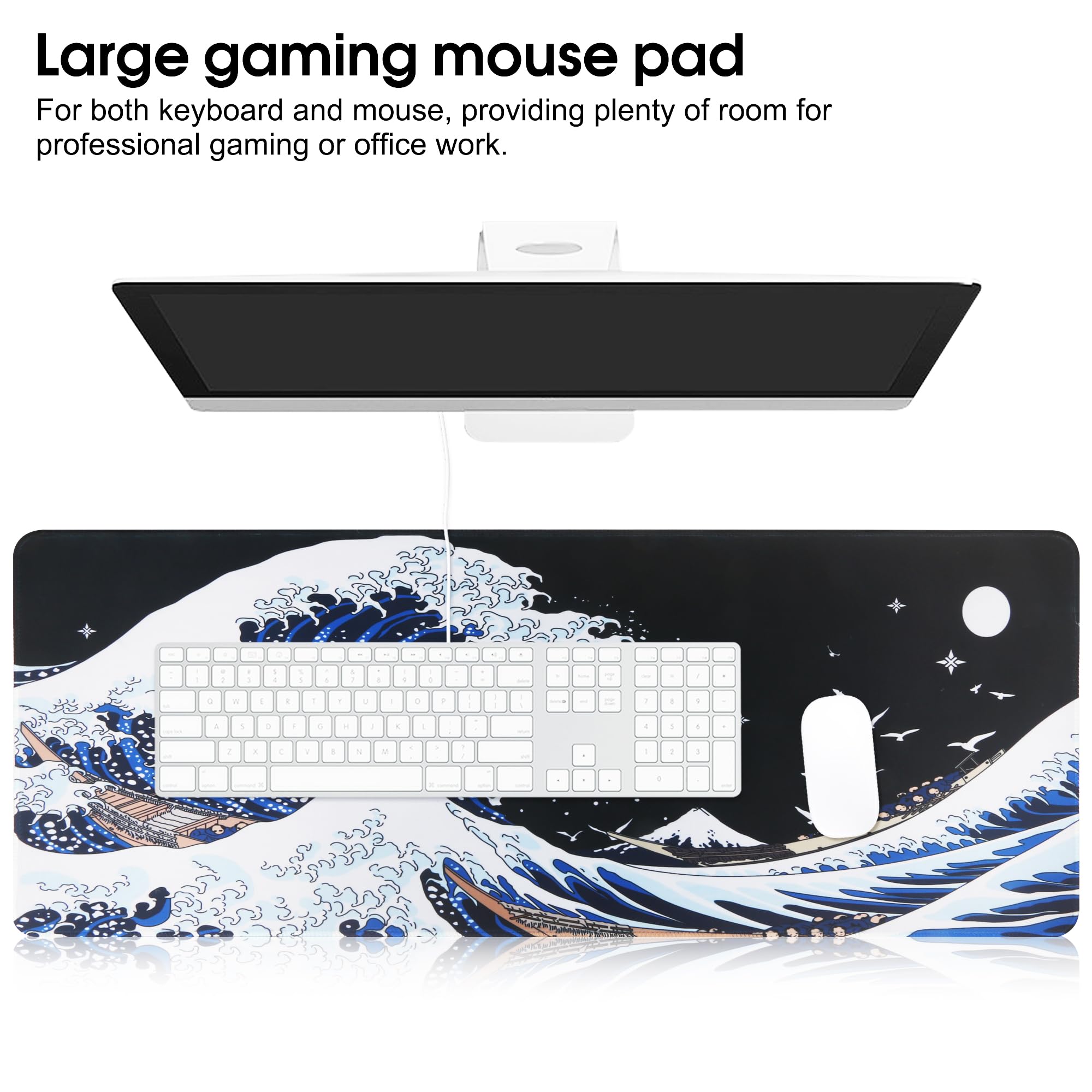Premium XXL Gaming Mouse Pad 800x300mm - Ultra Smooth Surface, Anti-Slip Rubber Base - Extra Large Keyboard & Mouse Mat for PC, Mac, Laptop - Perfect for Gaming, Office Work & Graphic Design