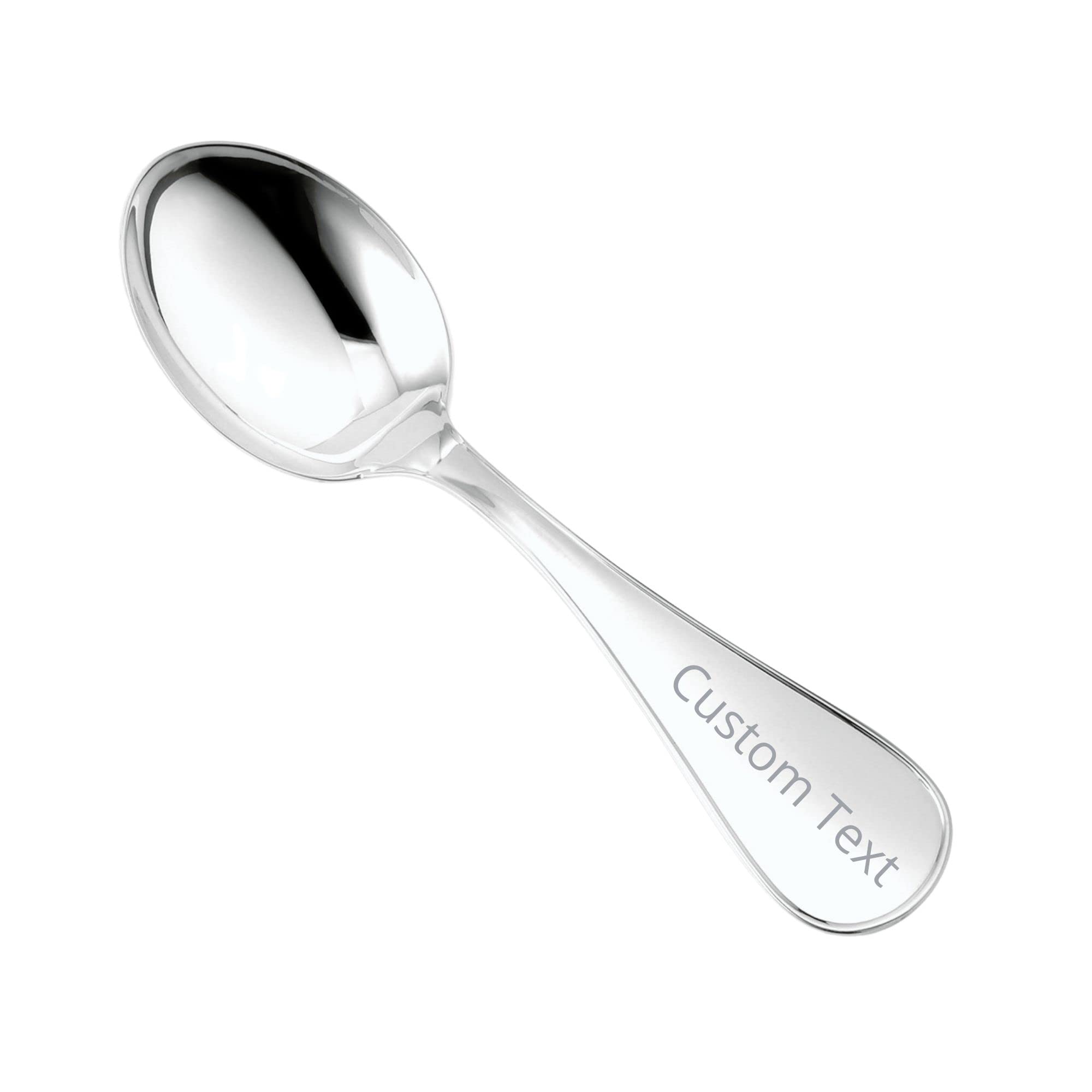 Personalized Engravable Sterling Silver Baby Spoon and Fork Set with Gift Box | Handcrafted in Italy | Perfect Christening, Baptism, or First Birthday Gift for Babies