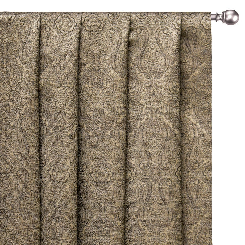 Beige Damask with Copper Lurex Fabric by the Yard - Premium Upholstery & Drapery Material for Home Decor, Wedding Backdrops, and DIY Crafts