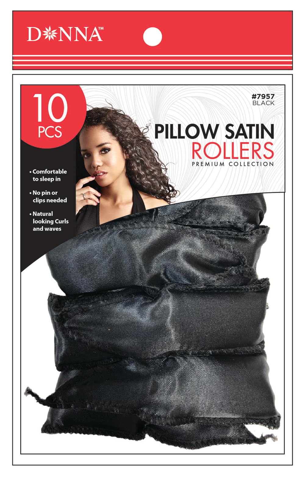 Satin Hair Rollers for Curls - Black | Soft & Comfortable Pillow Rollers for Salon-Quality Styling at Home | Perfect for Overnight Curls, Updos & Volume