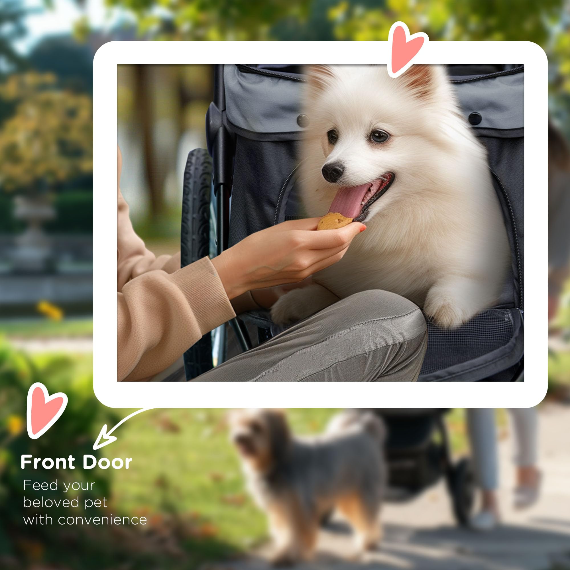 PawHut Foldable Pet Stroller for Small & Medium Dogs & Cats - 3 Large Wheels Jogger with Adjustable Canopy, Safety Tether, Cushion & Storage Basket - Gray | Perfect for Walking, Jogging & Outdoor Adventures with Your Pet