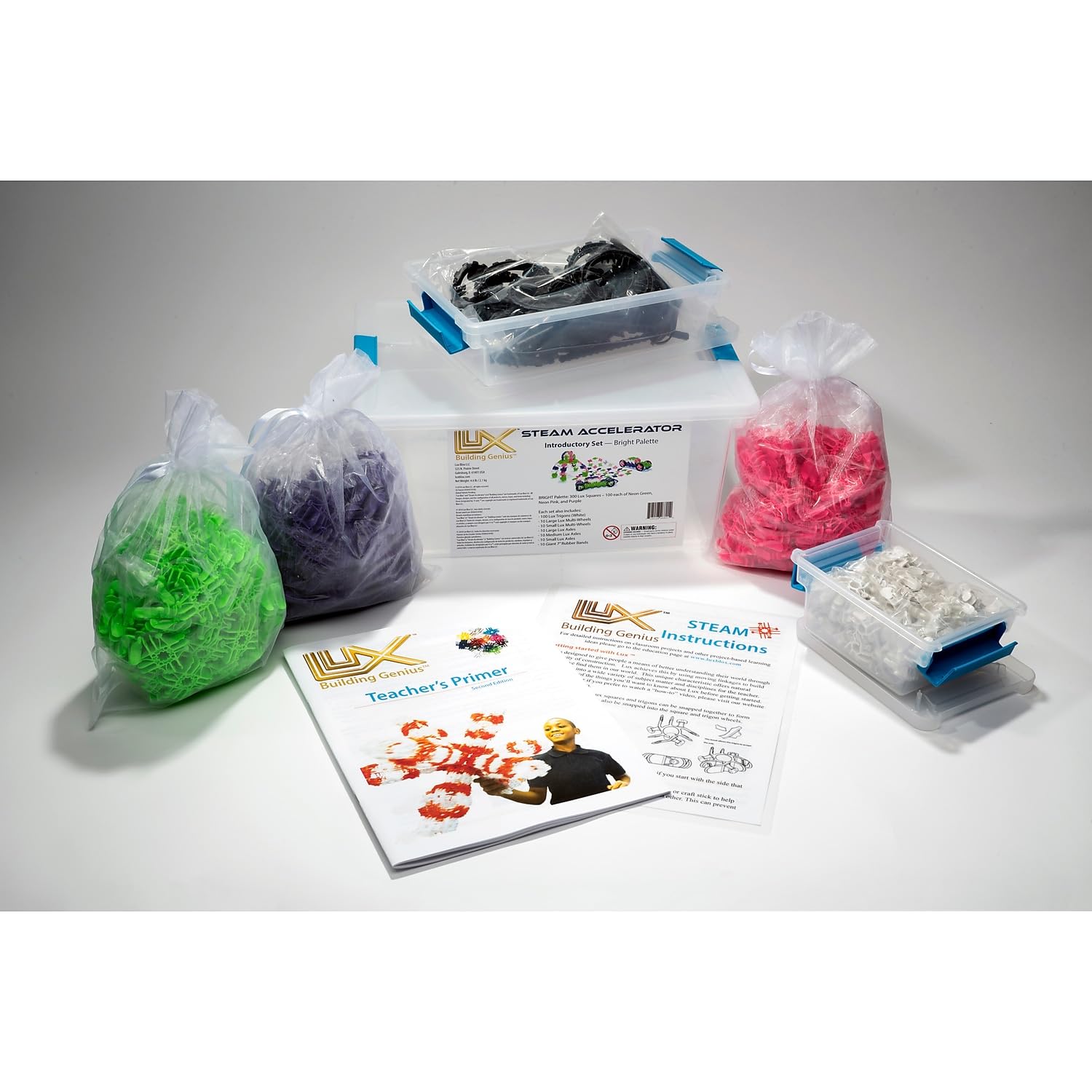 STEM Building Blocks Set - 460-Piece Educational Construction Kit for Kids, Flexible & Versatile STEAM Learning Toys for Home, School, Classroom & Group Therapy Activities | Bright Colorful Pieces for Creative Play