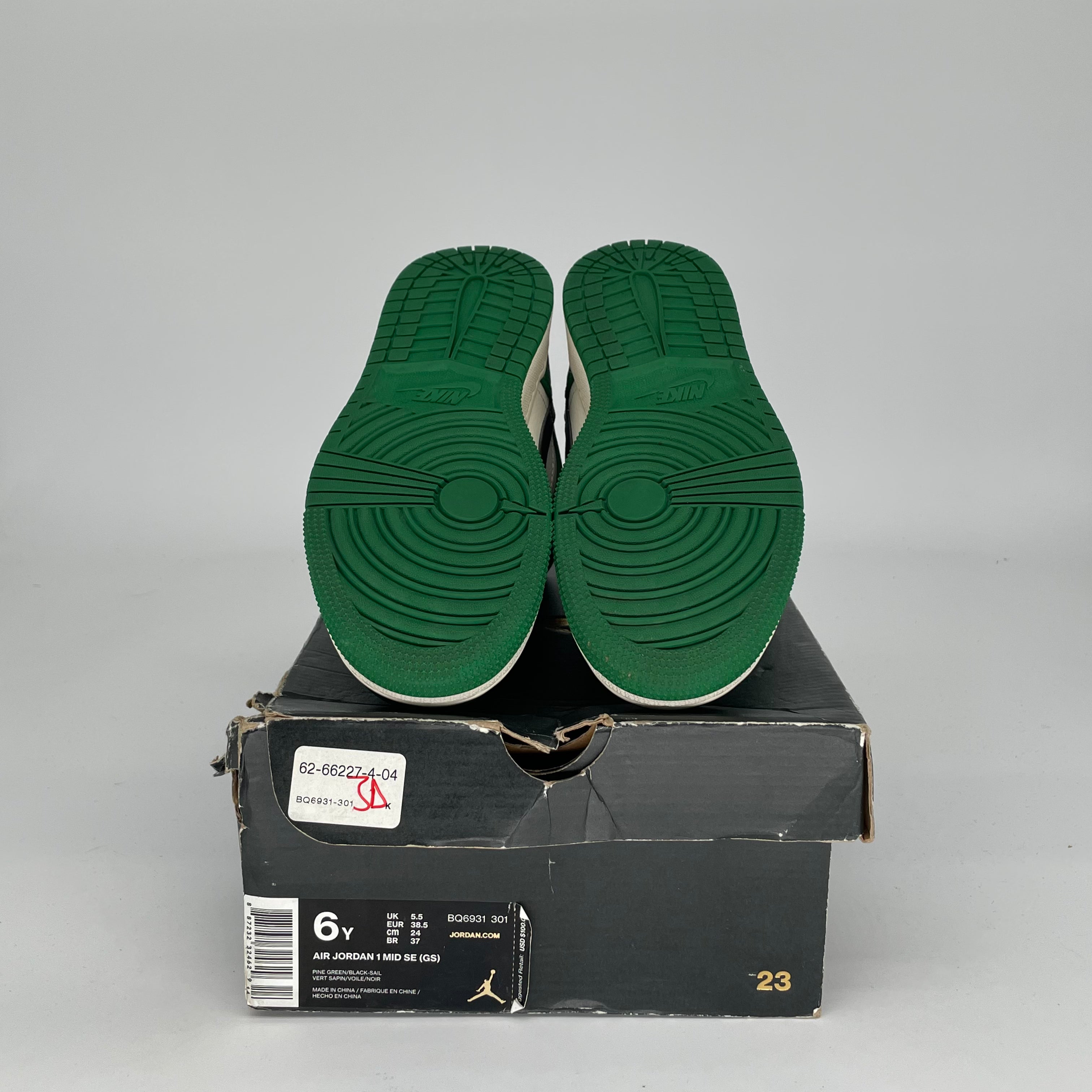 AIR JORDAN 1 MID PINE GREEN Sneakers - Women's Size 6/7.5W (BQ6931-301) - Basketball Shoes for Casual Wear & Street Style Fashion