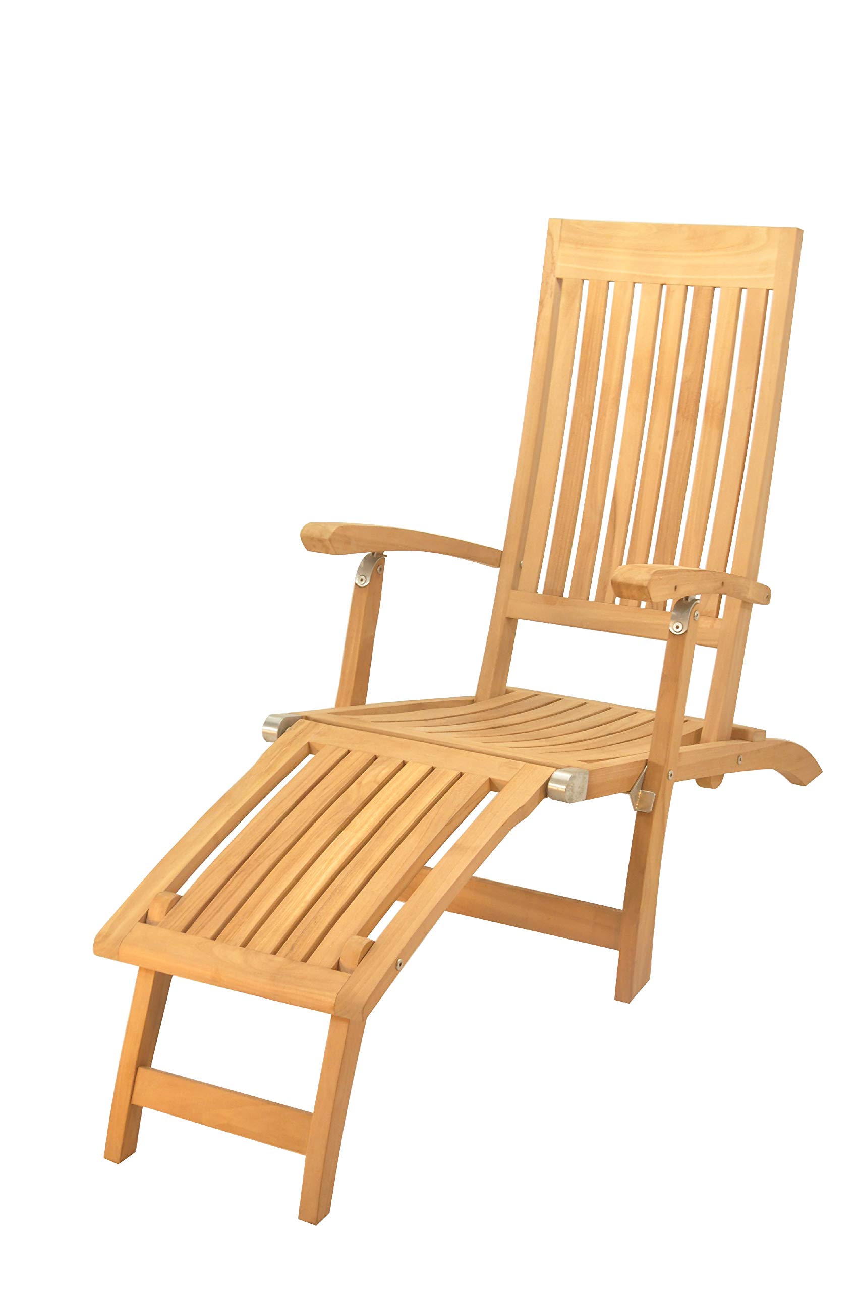 Premium Teak Multi-Position Steamer Lounger Chair - Adjustable Outdoor Patio Furniture for Poolside, Beach & Garden Relaxation