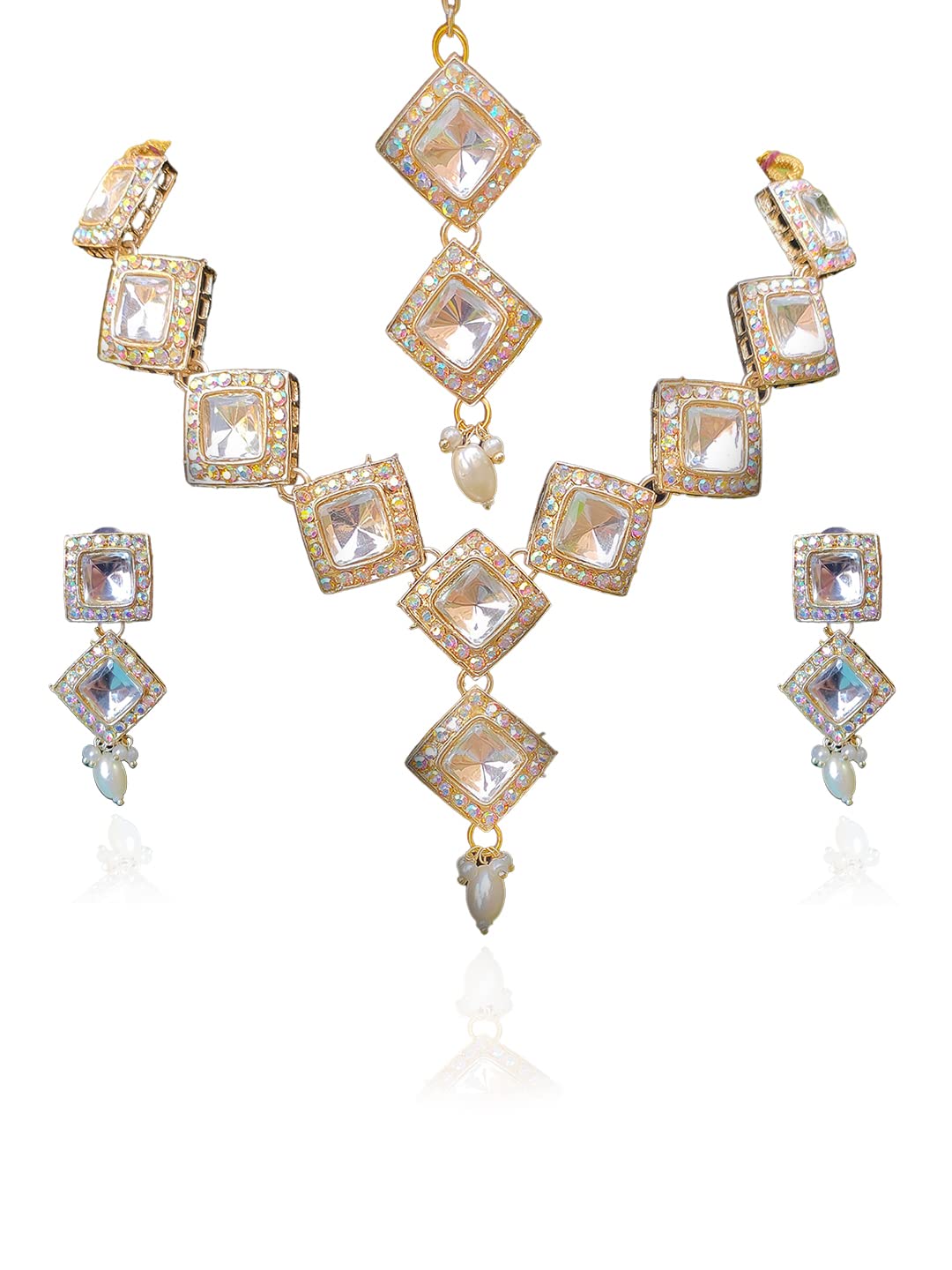 Exquisite Kundan and Pearl Jewelry Set for Women | Elegant Necklace & Earrings | Perfect for Weddings, Parties & Special Occasions