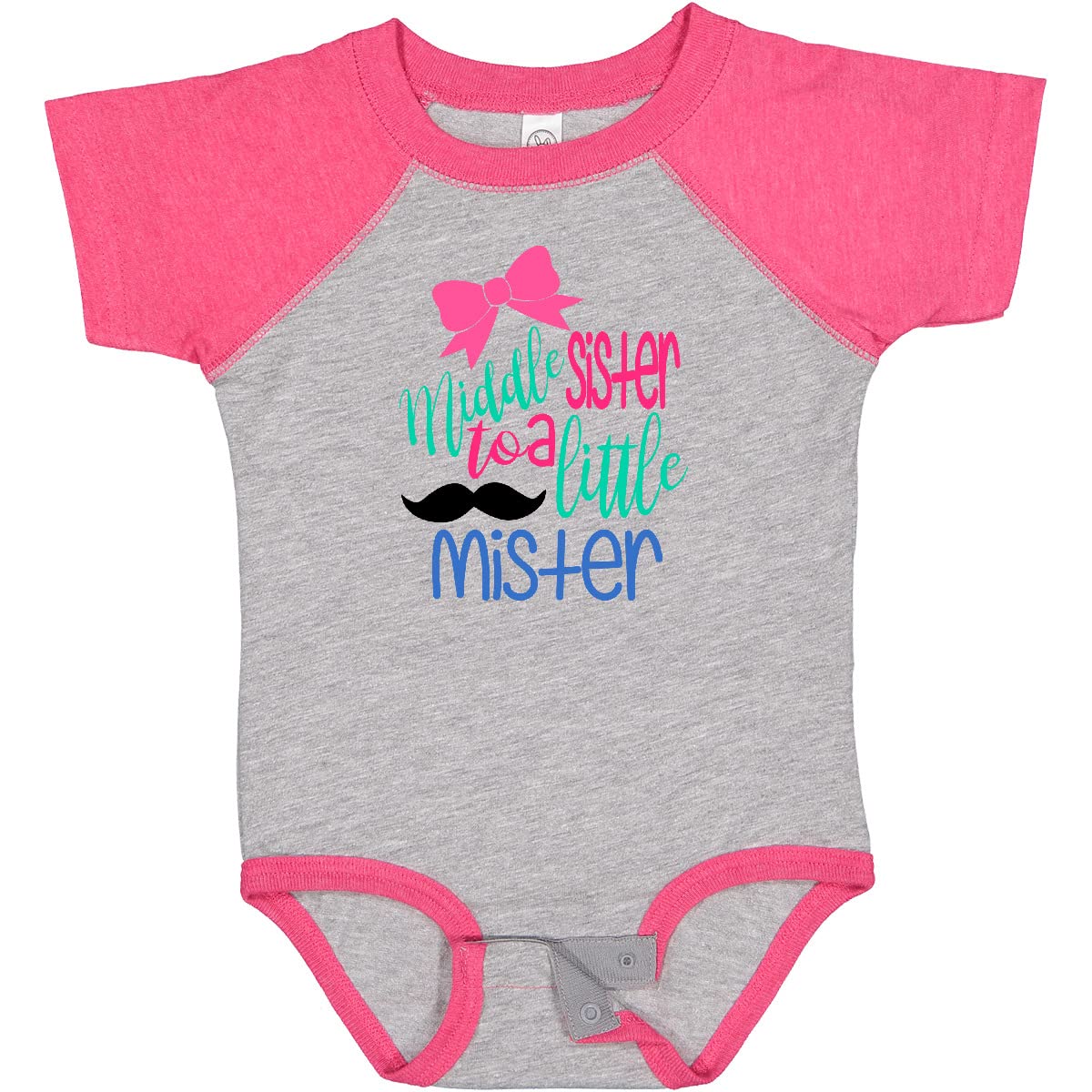 Inktastic Middle Sister to a Little Mister Baby Bodysuit - Cute Sibling Outfit for Newborns & Infants - Perfect for Family Photos, Birth Announcements & Special Occasions