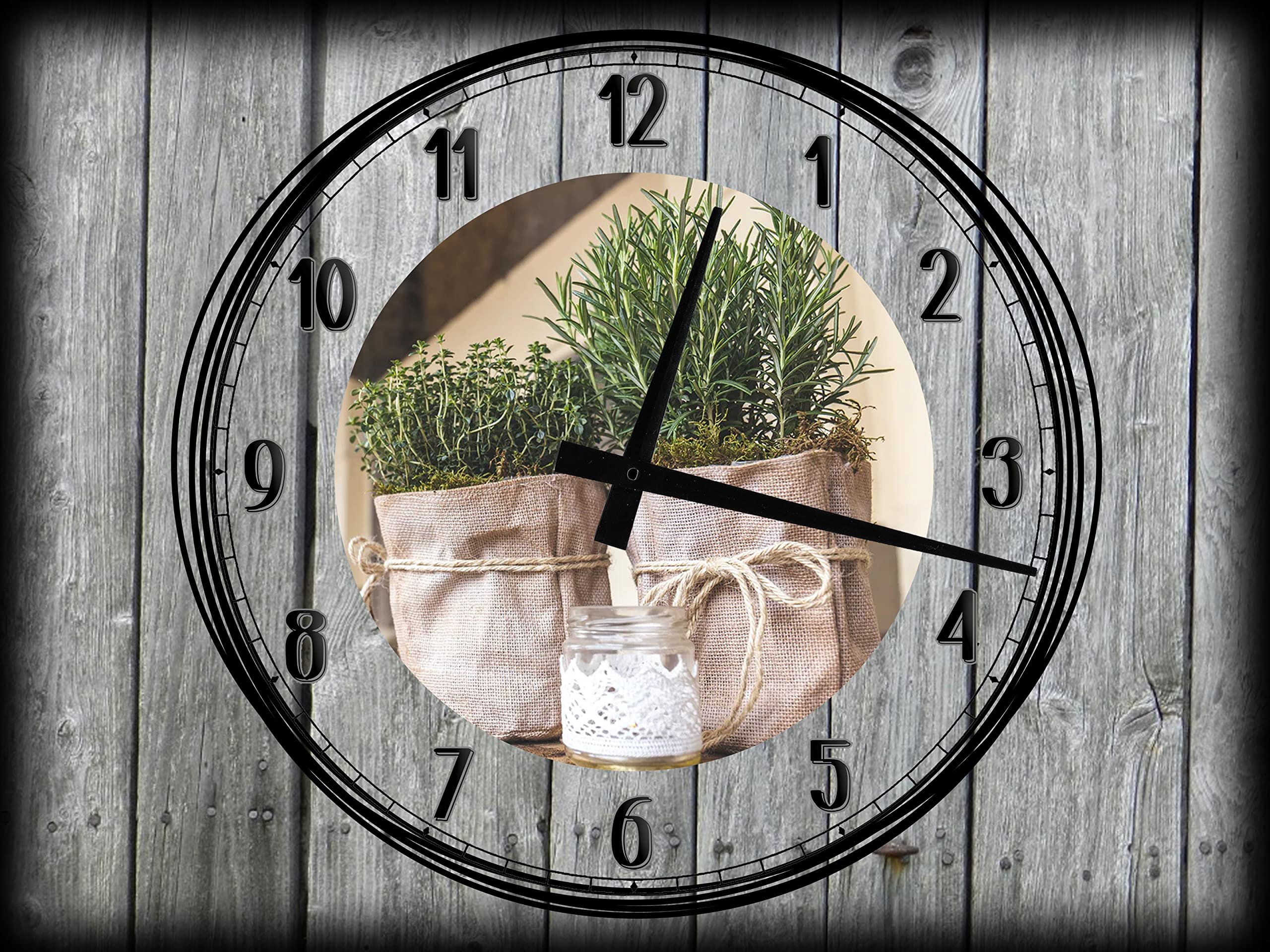 12 x 16 Inch Farmhouse Wall Clock with Canvas Art - Rustic Country Kitchen Decor in Green, Beige & Gray | Perfect for Dining Room, Living Room or Office Wall Decor