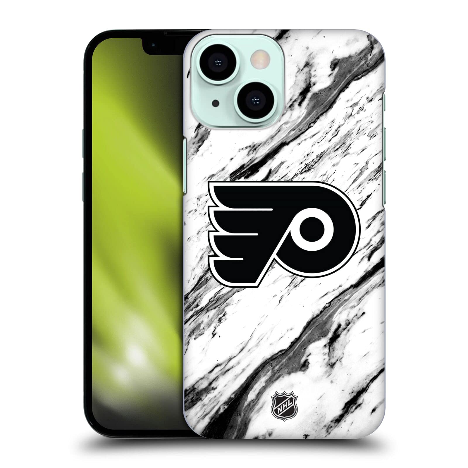 Officially Licensed NHL Philadelphia Flyers Marble Hard Case for Apple iPhone 13 Mini - Durable Protective Phone Cover for Hockey Fans, Game Day & Everyday Use
