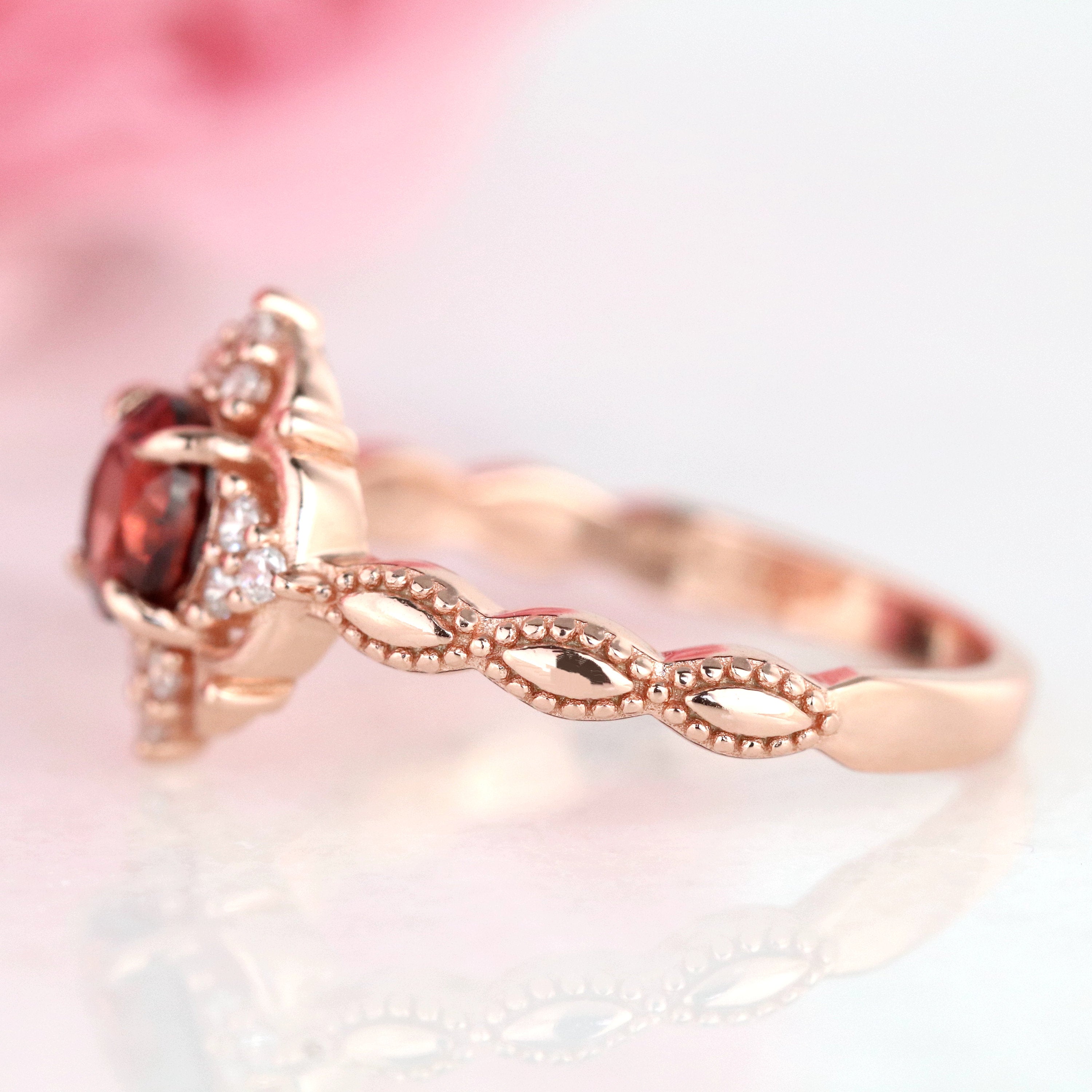 Claire Garnet Ring 14K Rose Gold Vermeil - Elegant Birthstone Jewelry for Women, Perfect for Valentine's Day, Anniversary & Special Occasions