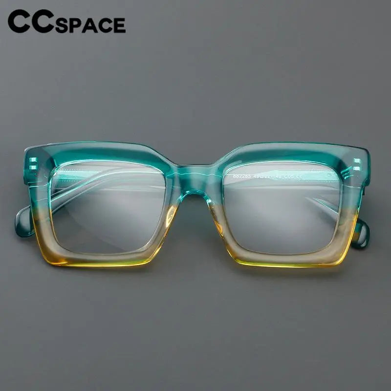 CCspace Unisex Full Rim Large Square Acetate Eyeglasses 56909 - Trendy Oversized Square Frames for Men & Women - Perfect for Reading, Fashion, and Daily Wear